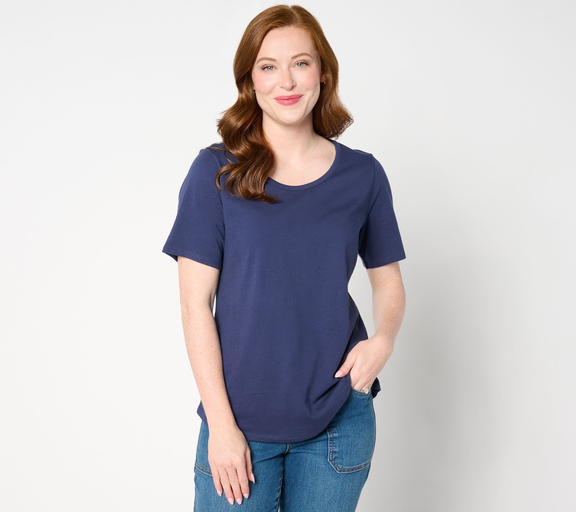 Denim & Co. Essentials True Cotton Jersey Short Sleeve Top