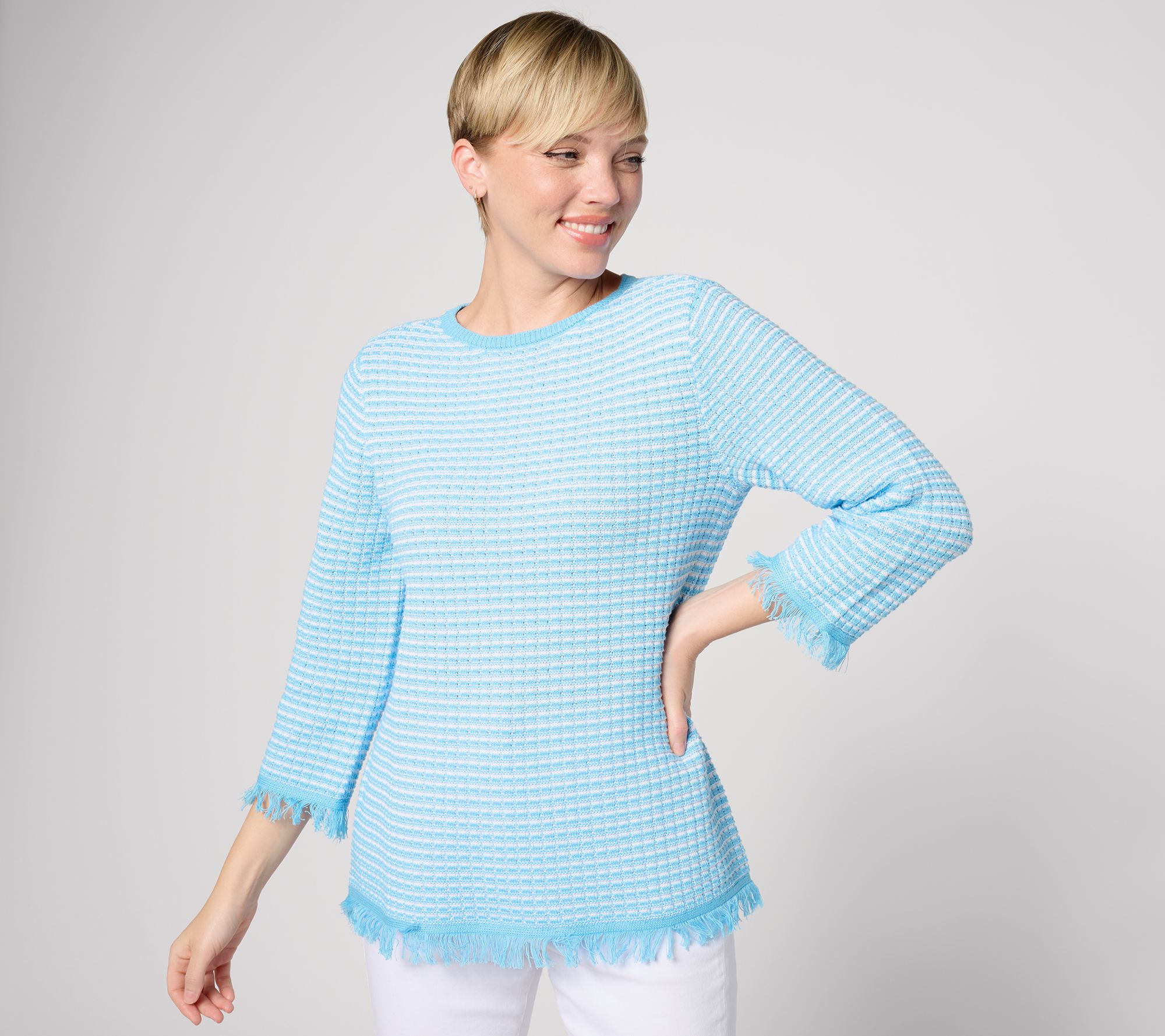 Joan Rivers Red Carpet Novelty Stitch Fringe Sweater