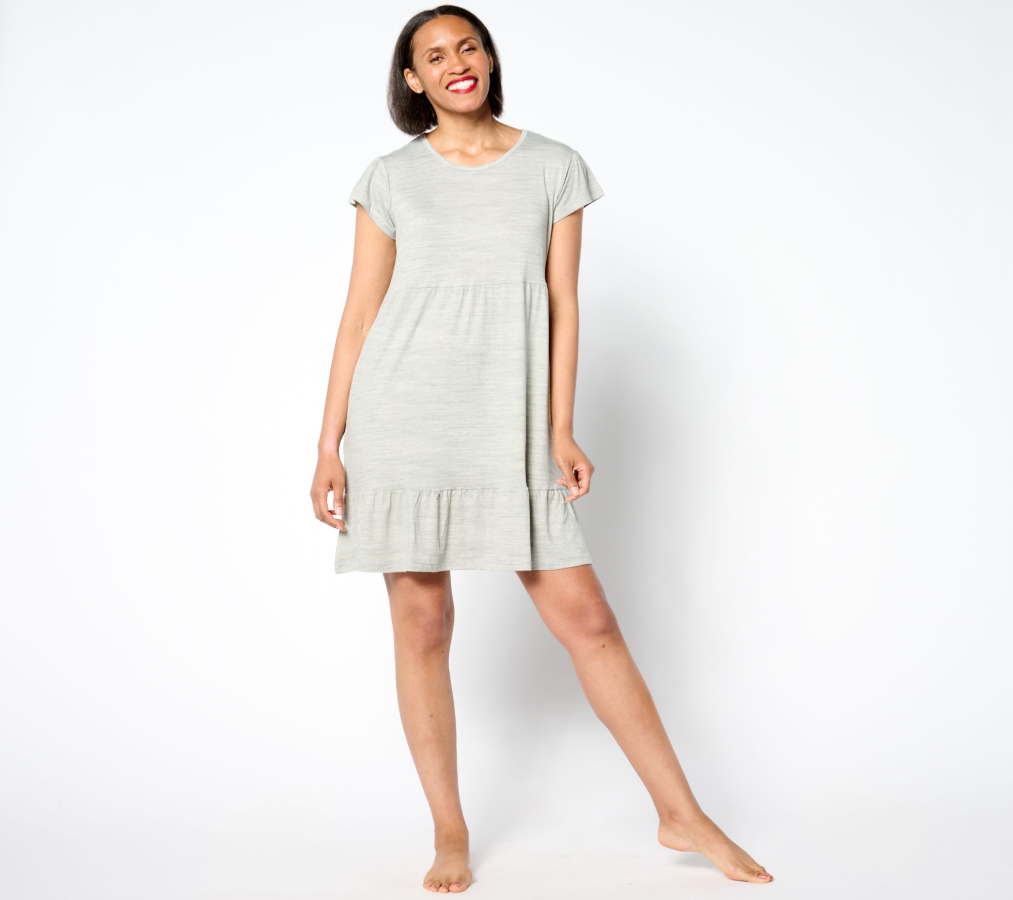 MUK LUKS Petite Cloud Knit Flutter Sleeve House Dress