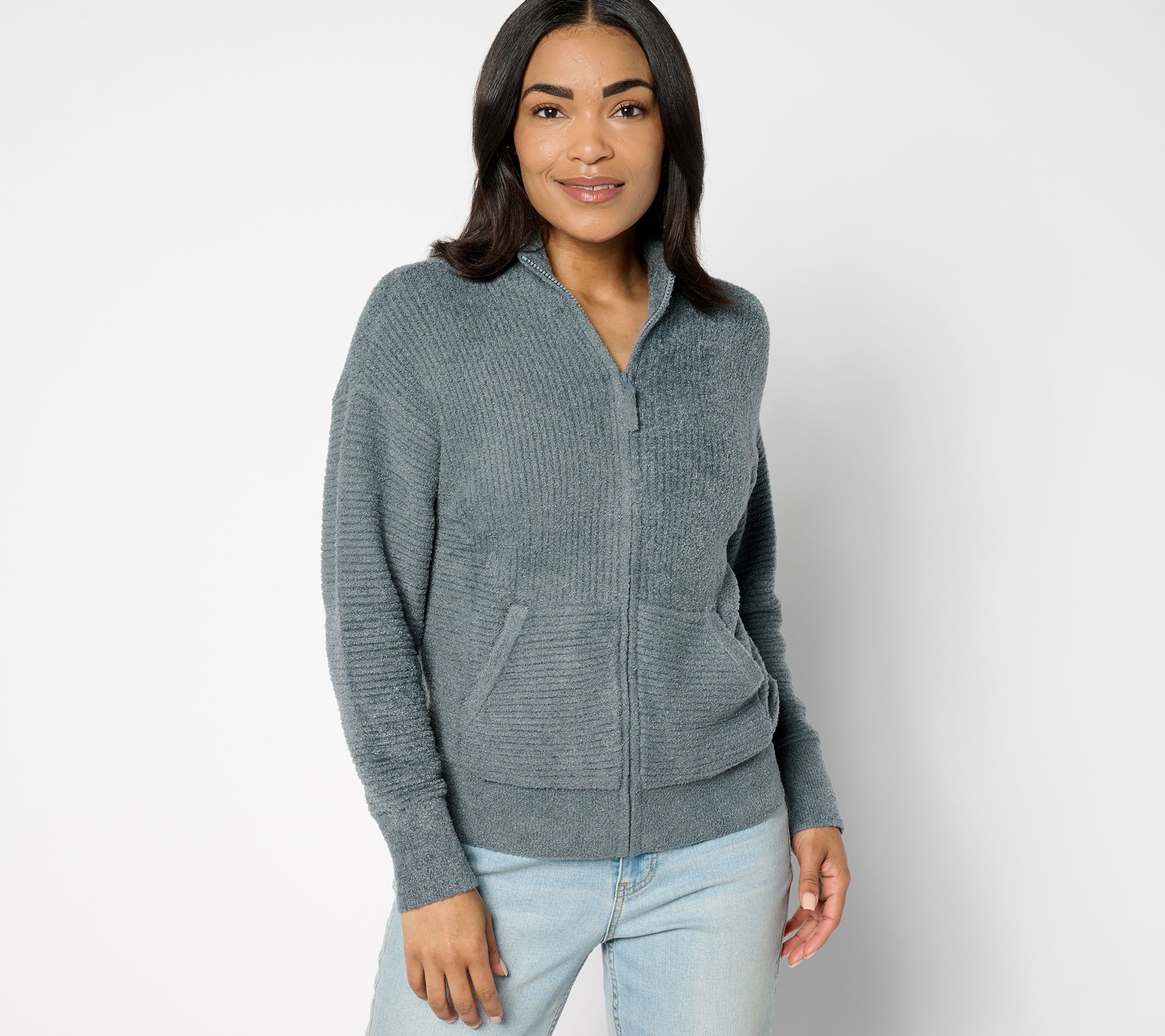 Barefoot Dreams CozyChic Lite High-Neck Zip Cardigan