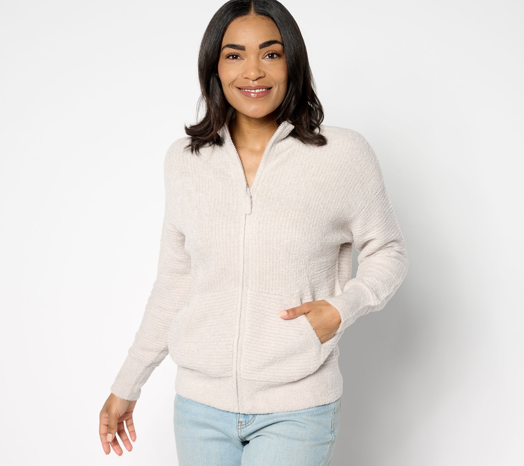 Barefoot Dreams CozyChic Lite High-Neck Zip Cardigan