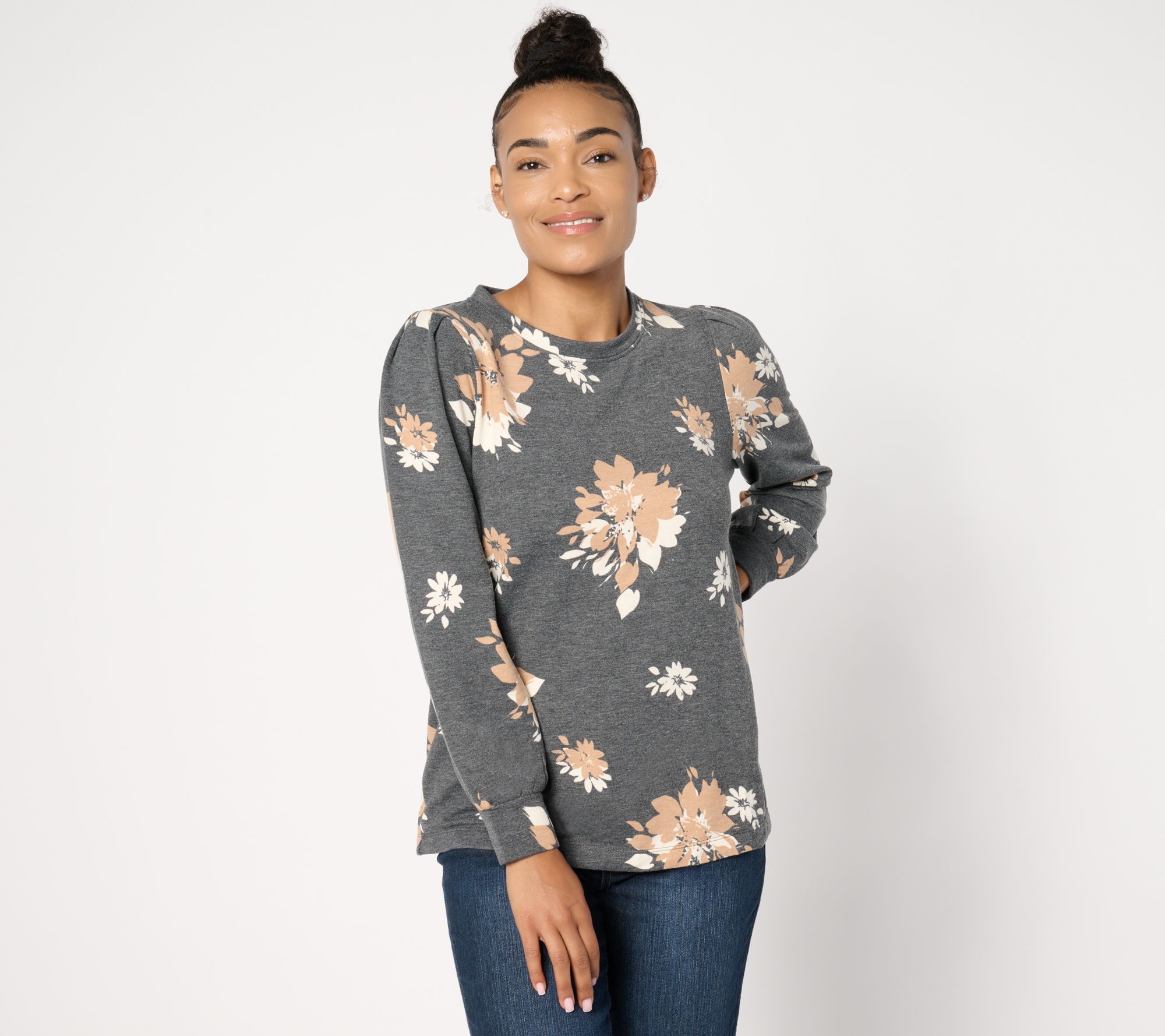 Cuddl Duds Comfortwear Pleated Sleeve Pullover