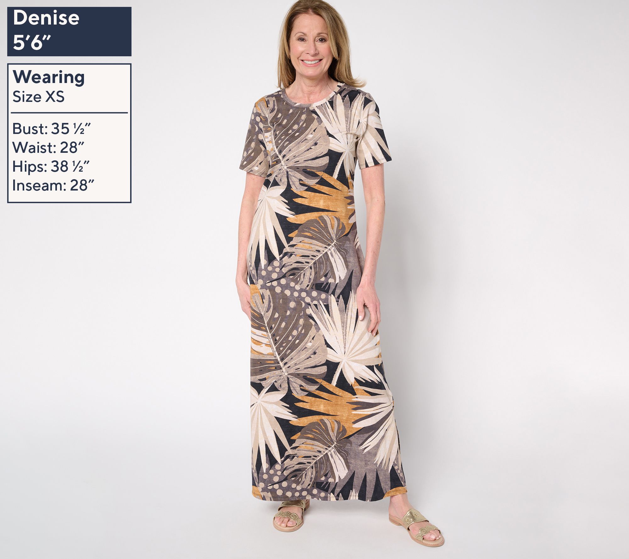Denim & Co. Beach Printed Jersey Short Sleeve Maxi Dress