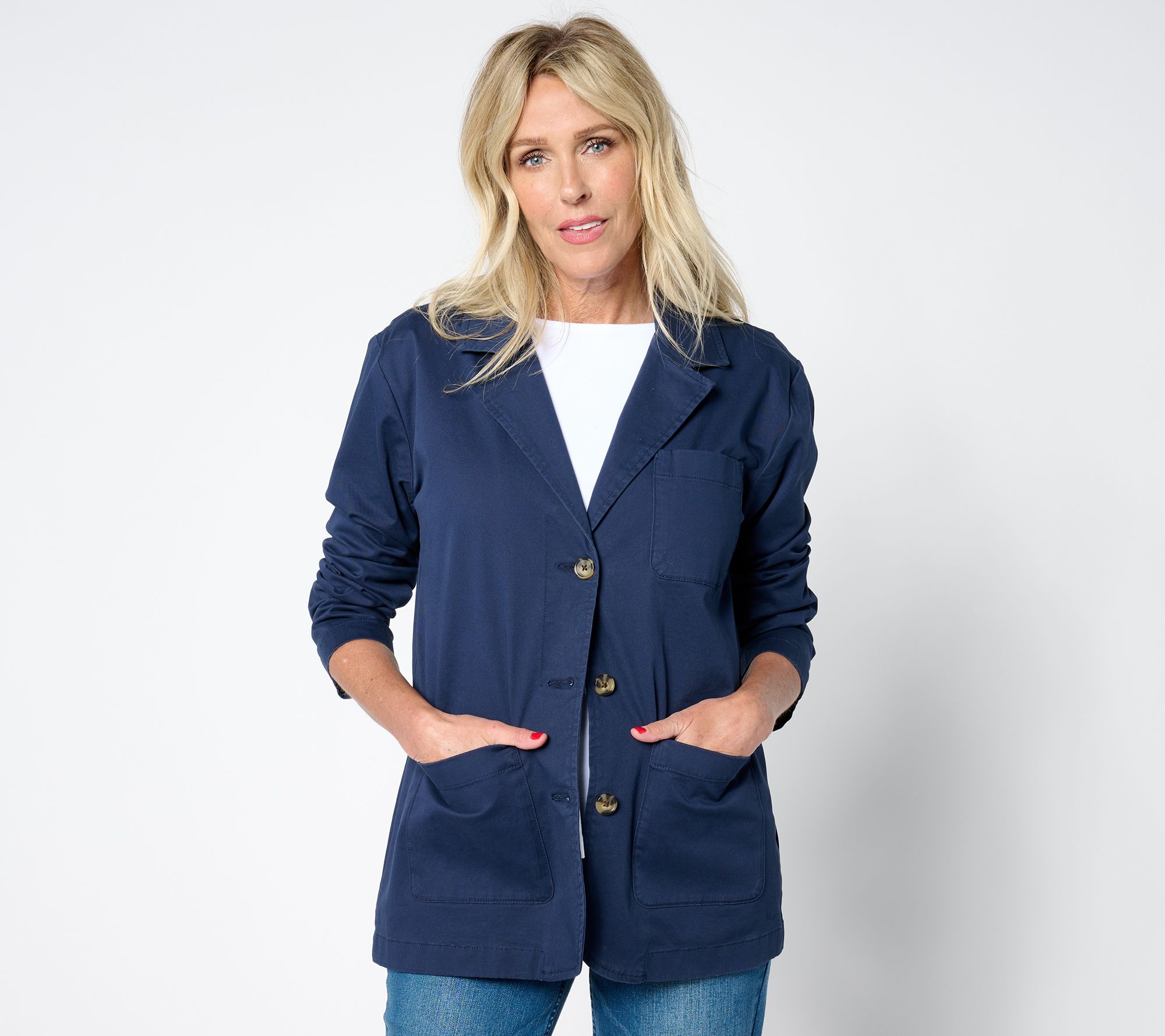 Joan Rivers Signature Twill Chore Jacket with Buttons