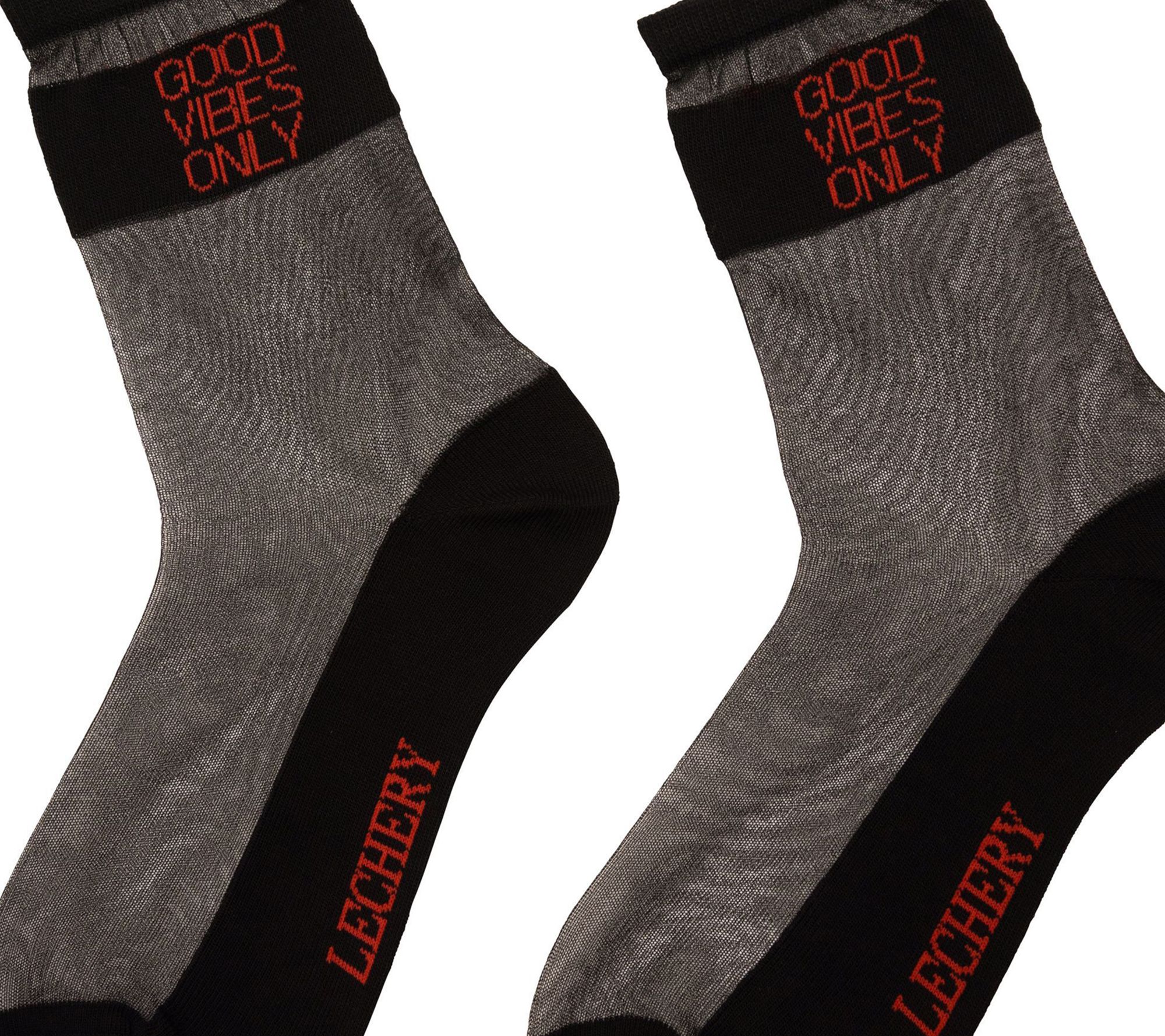 LECHERY Be Kind & Good Vibes Only Sheer Crew Socks 2-Pairs - QVC.com
