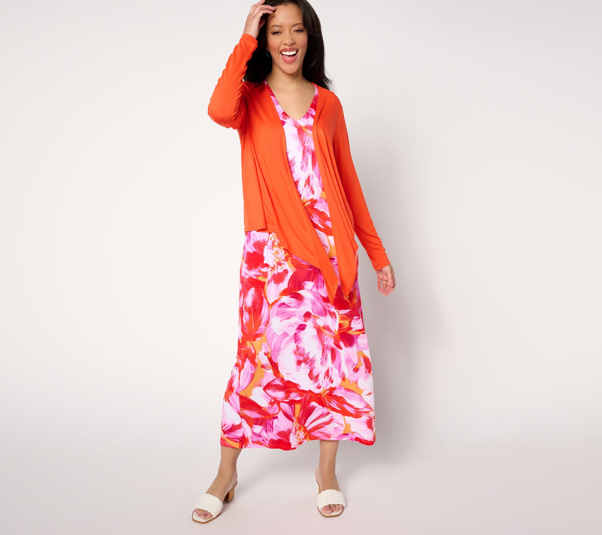 maxi dress and shrug Ribbed Midi Dress & Shrug Set