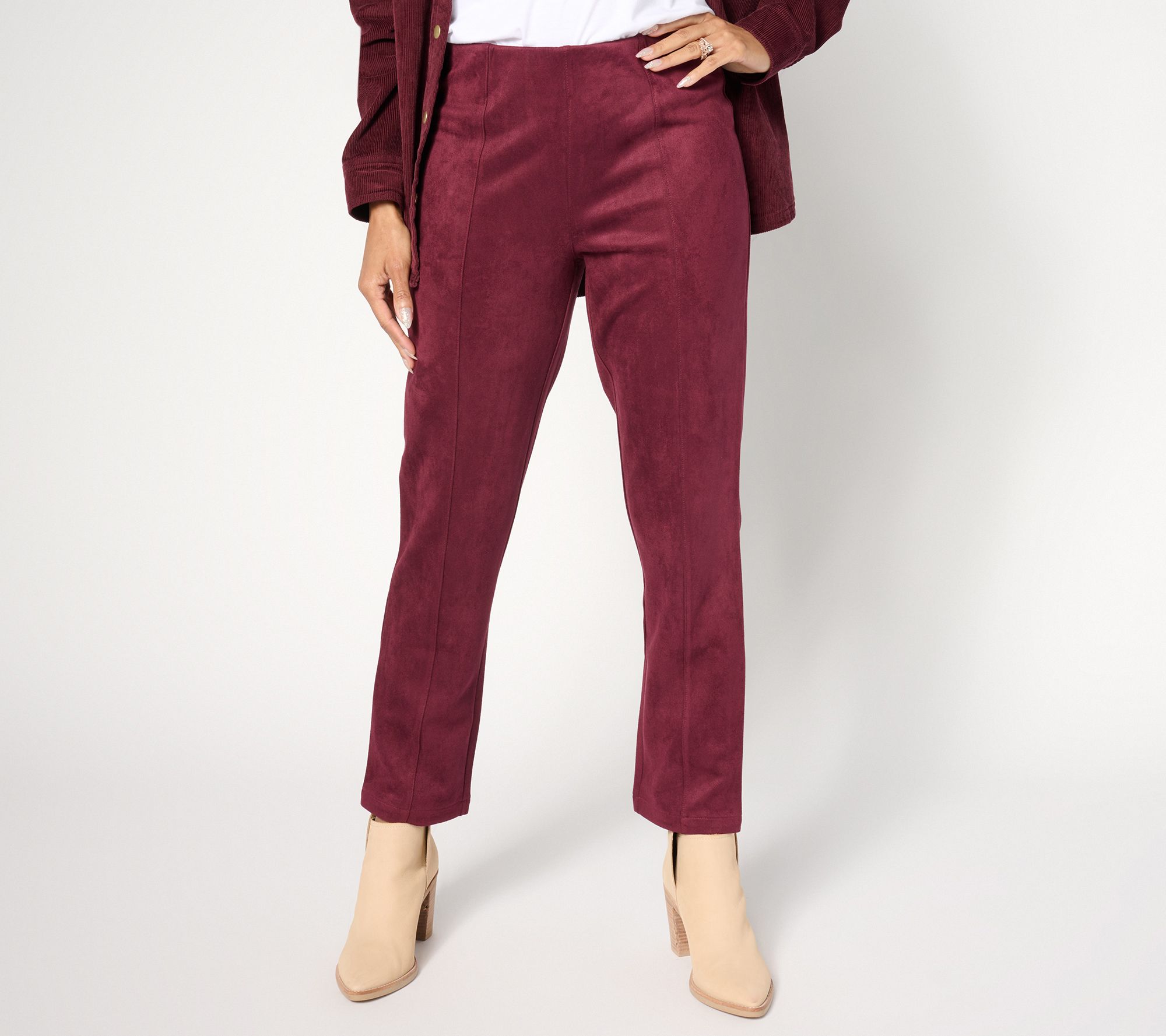 Denim & Co. Heritage Tall Faux Suede Slim Straight Pant