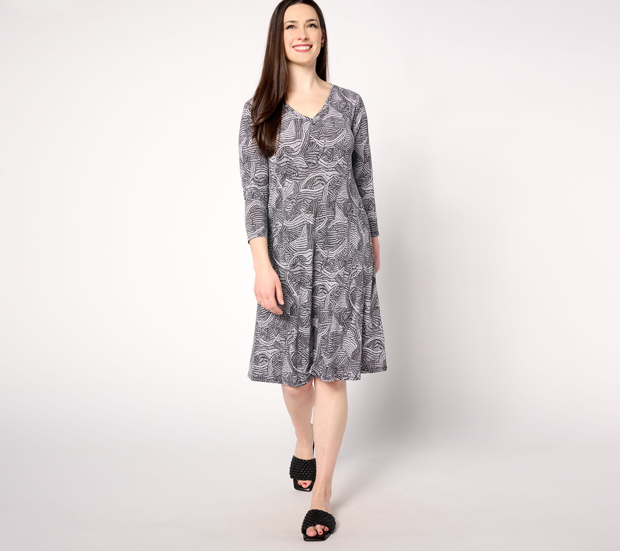 "As Is" Attitudes by Renee Petite Como Jersey 3/4 Sleeve Dress