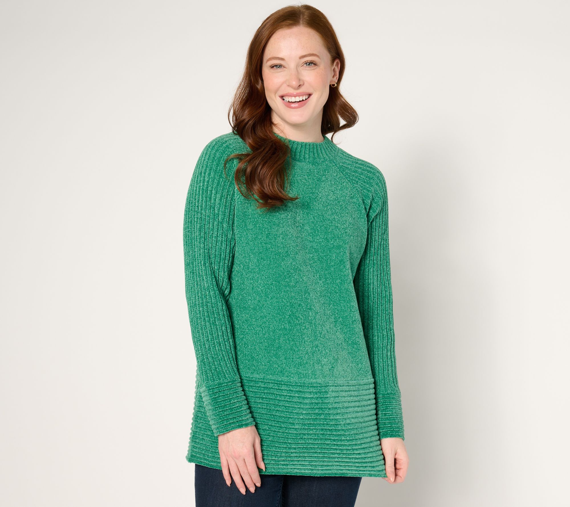 Denim & Co. Archives Mock Neck Chenille Tunic Sweater