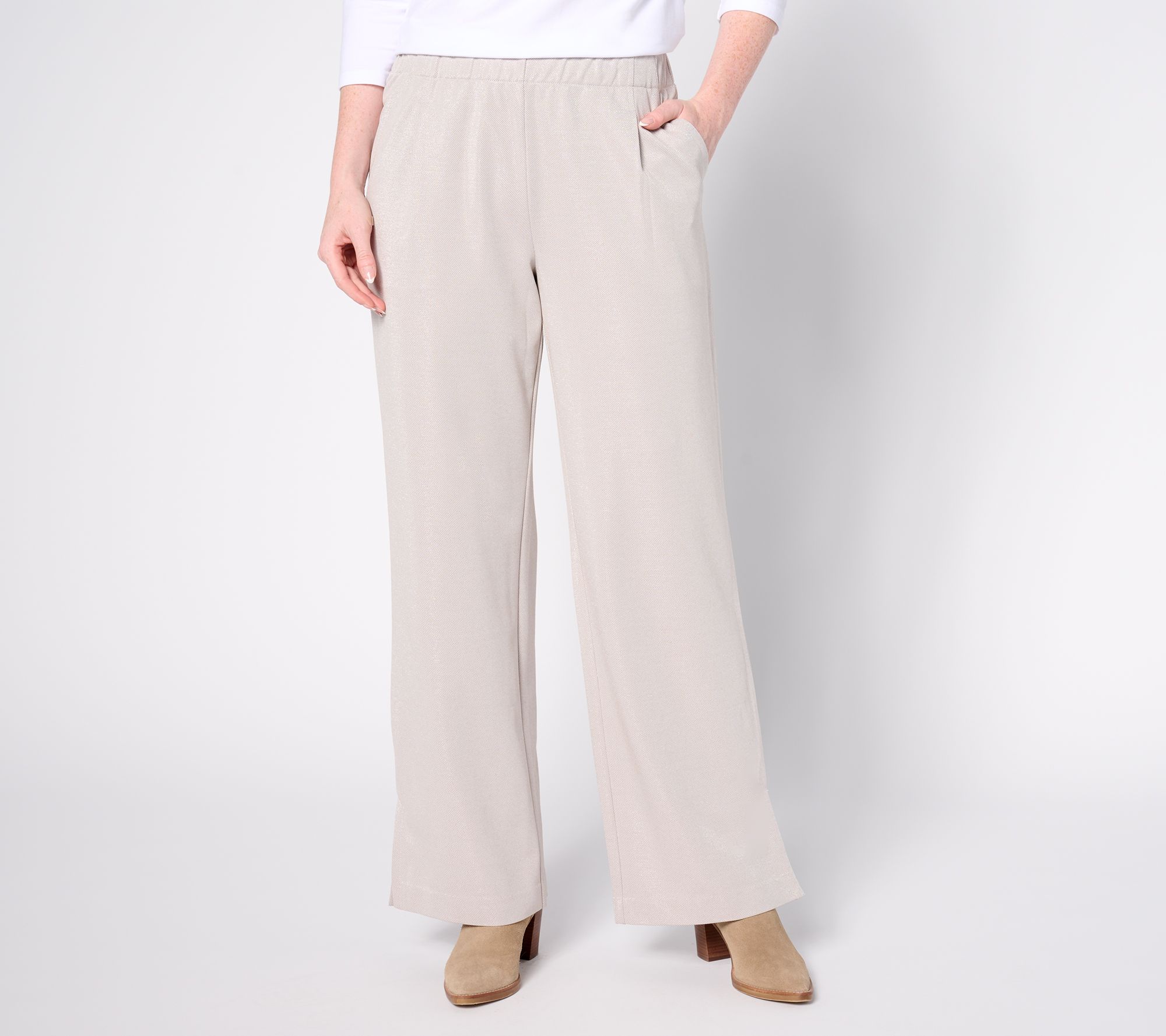 Isaac Mizrahi Live! Regular Apres Knit Twill Straight Leg Pants