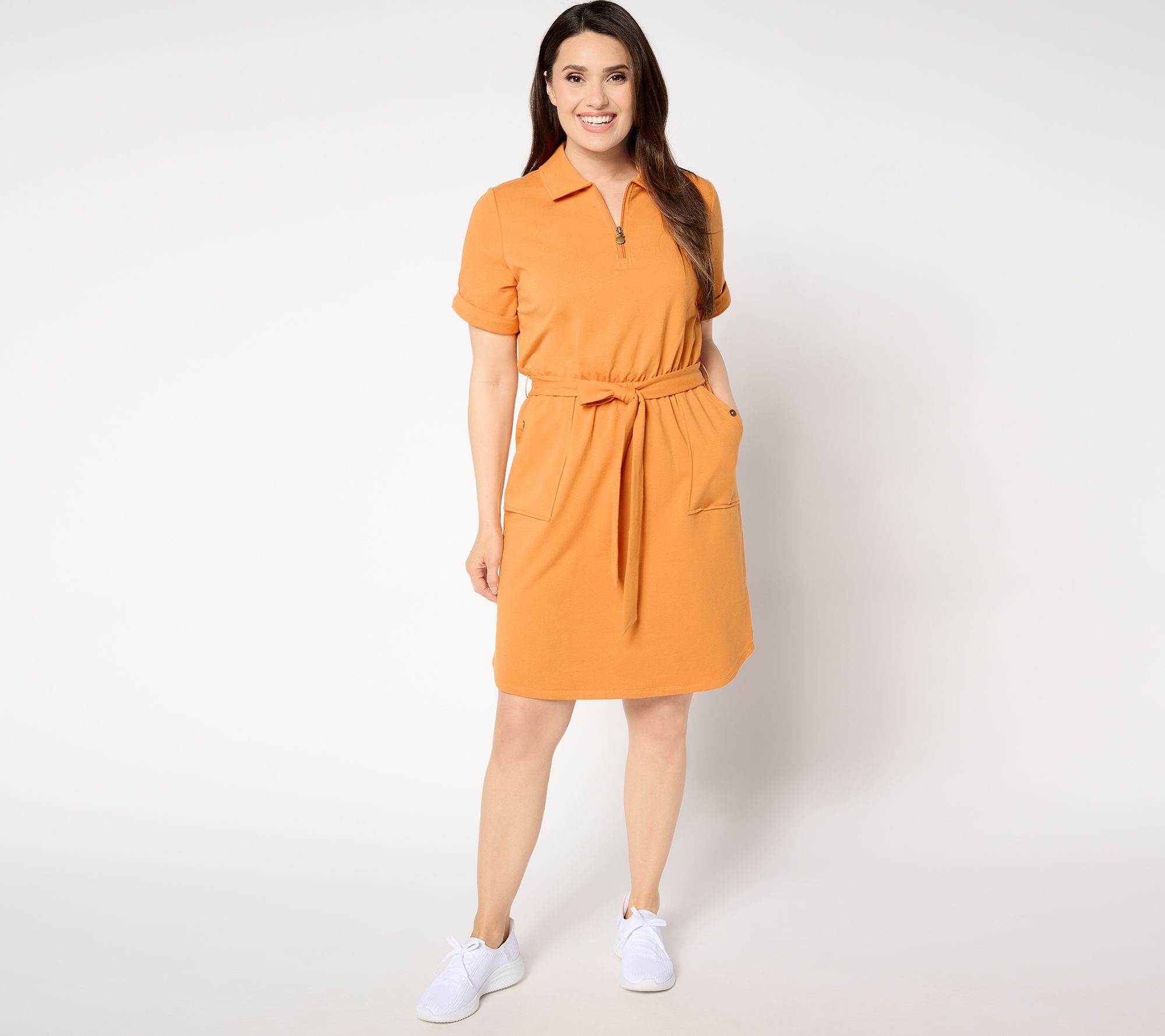 "As Is" Sport Savvy Petite French Terry Zip Front Dress