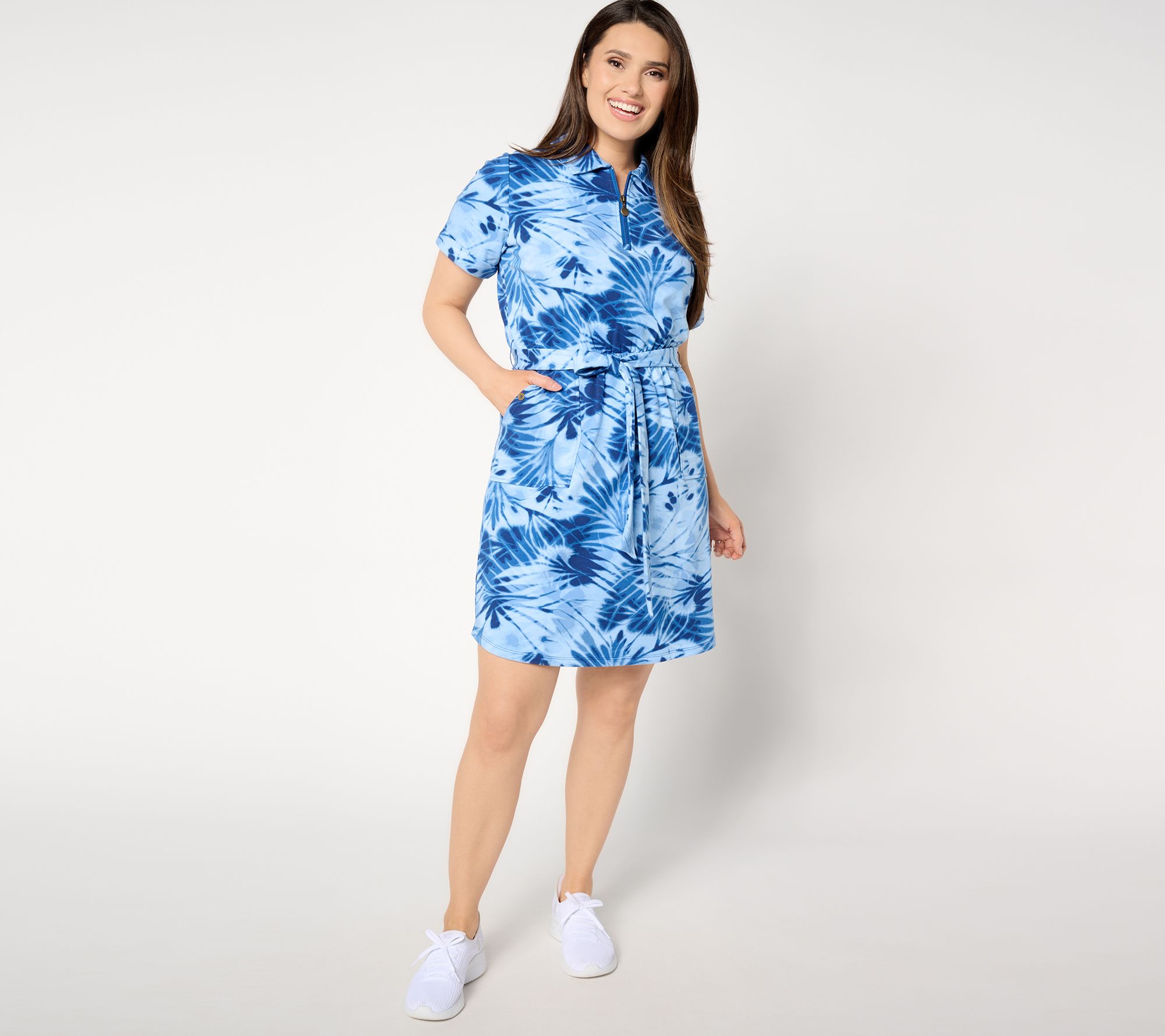 "As Is" Sport Savvy Petite French Terry Zip Front Dress