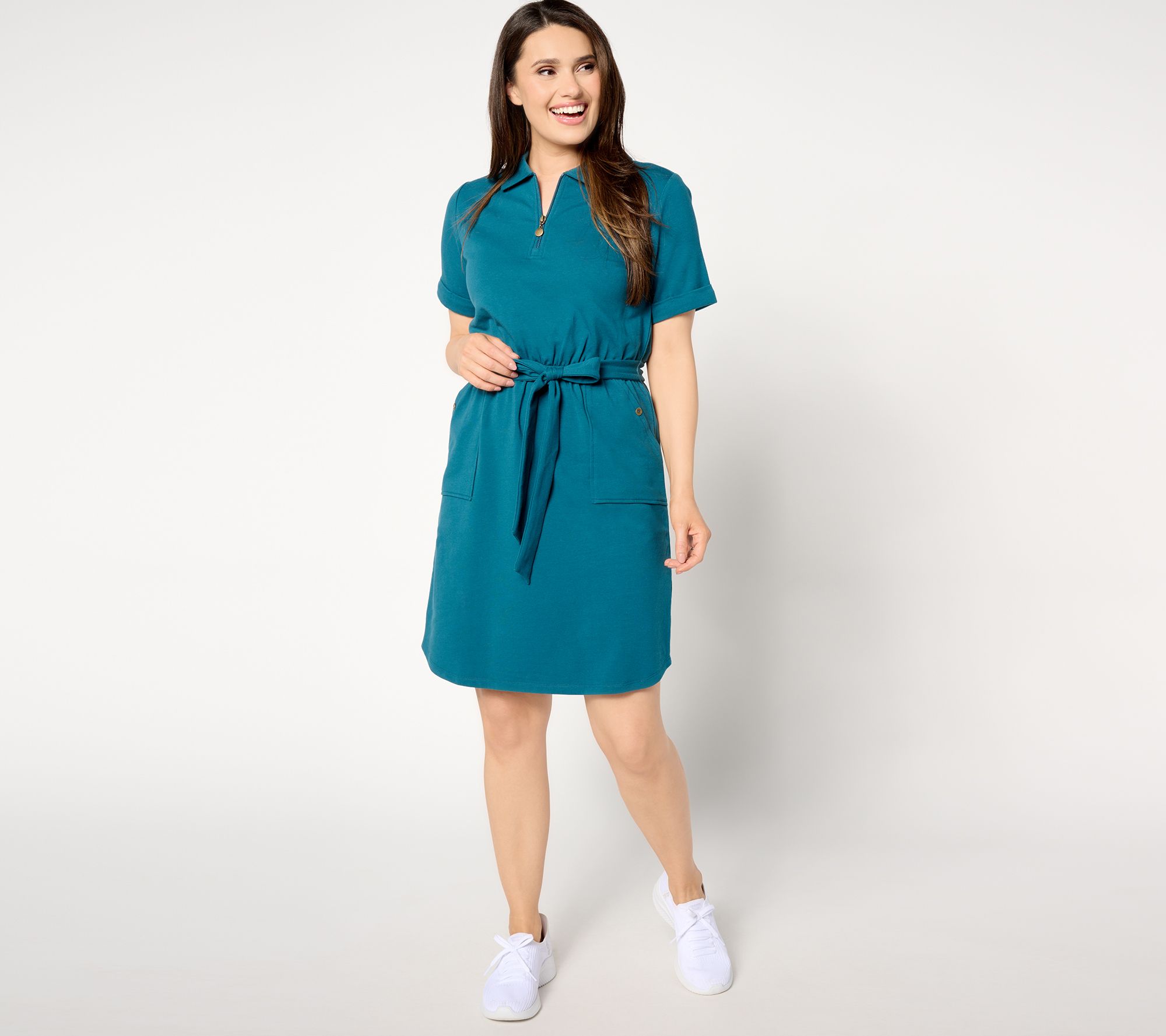 "As Is" Sport Savvy Petite French Terry Zip Front Dress