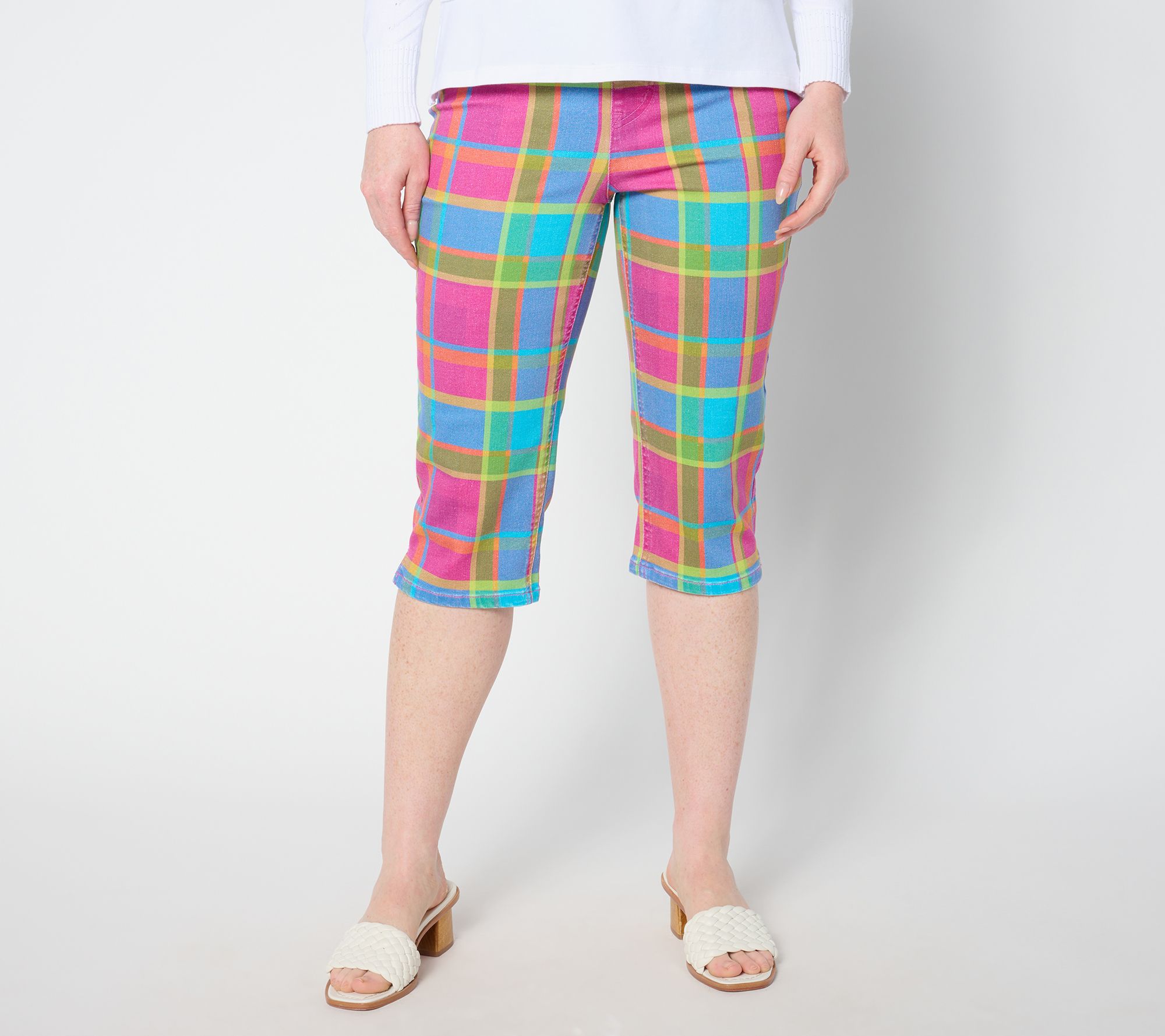 "As Is" Isaac Mizrahi Live! Regular True Denim Printed Pedal Pusher