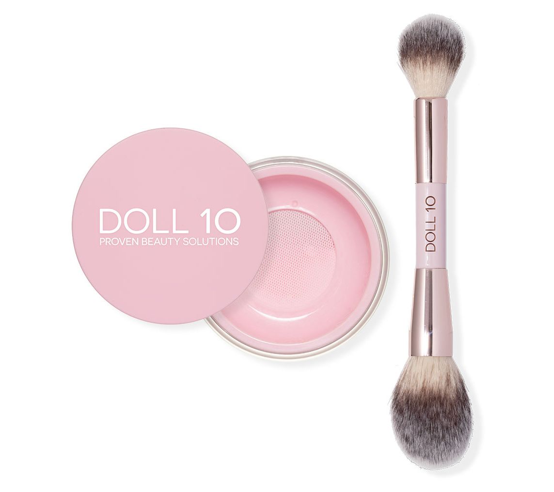 Doll 10 Skin Pink Powder Brightening Treatment with Brush