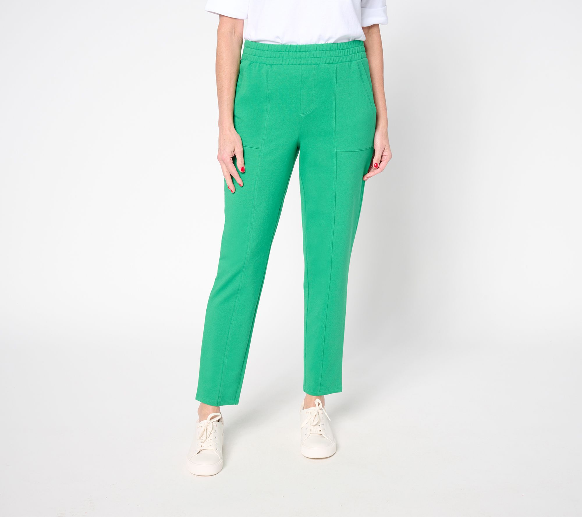 Denim & Co. Active Petite French Terry Tapered Ankle Pant