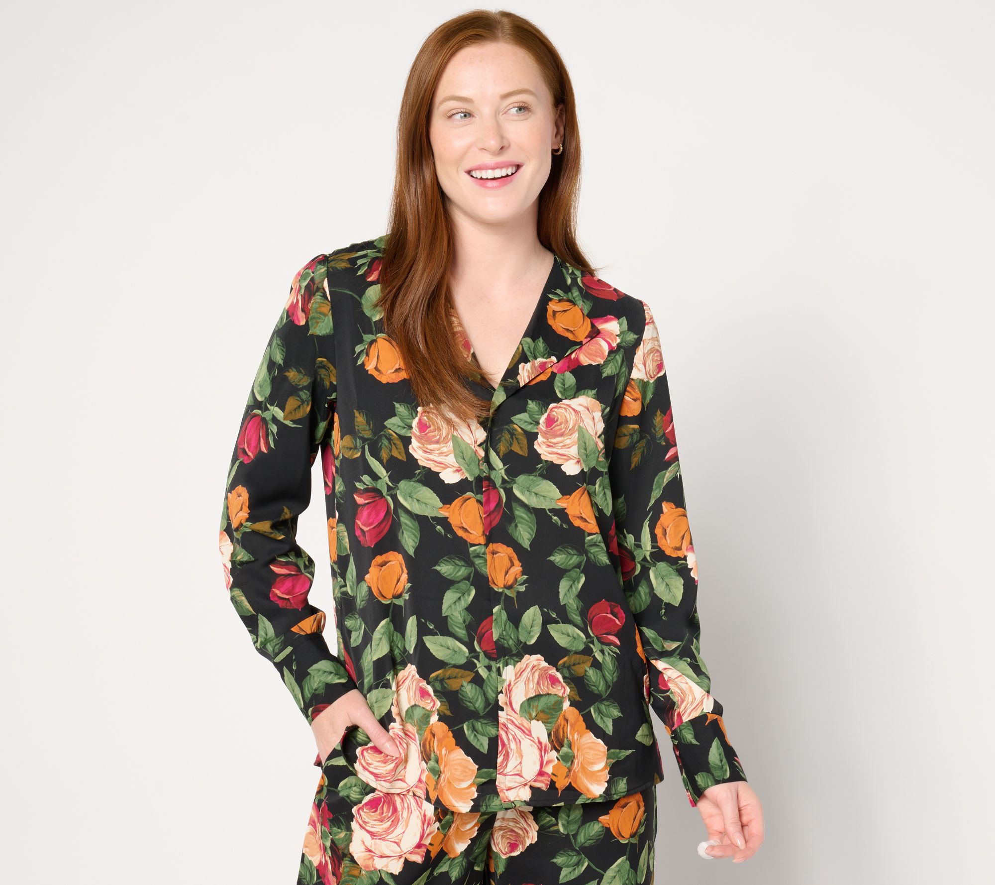 "As Is" nicole by Nicole Miller Printed Long Sleeve Blouse