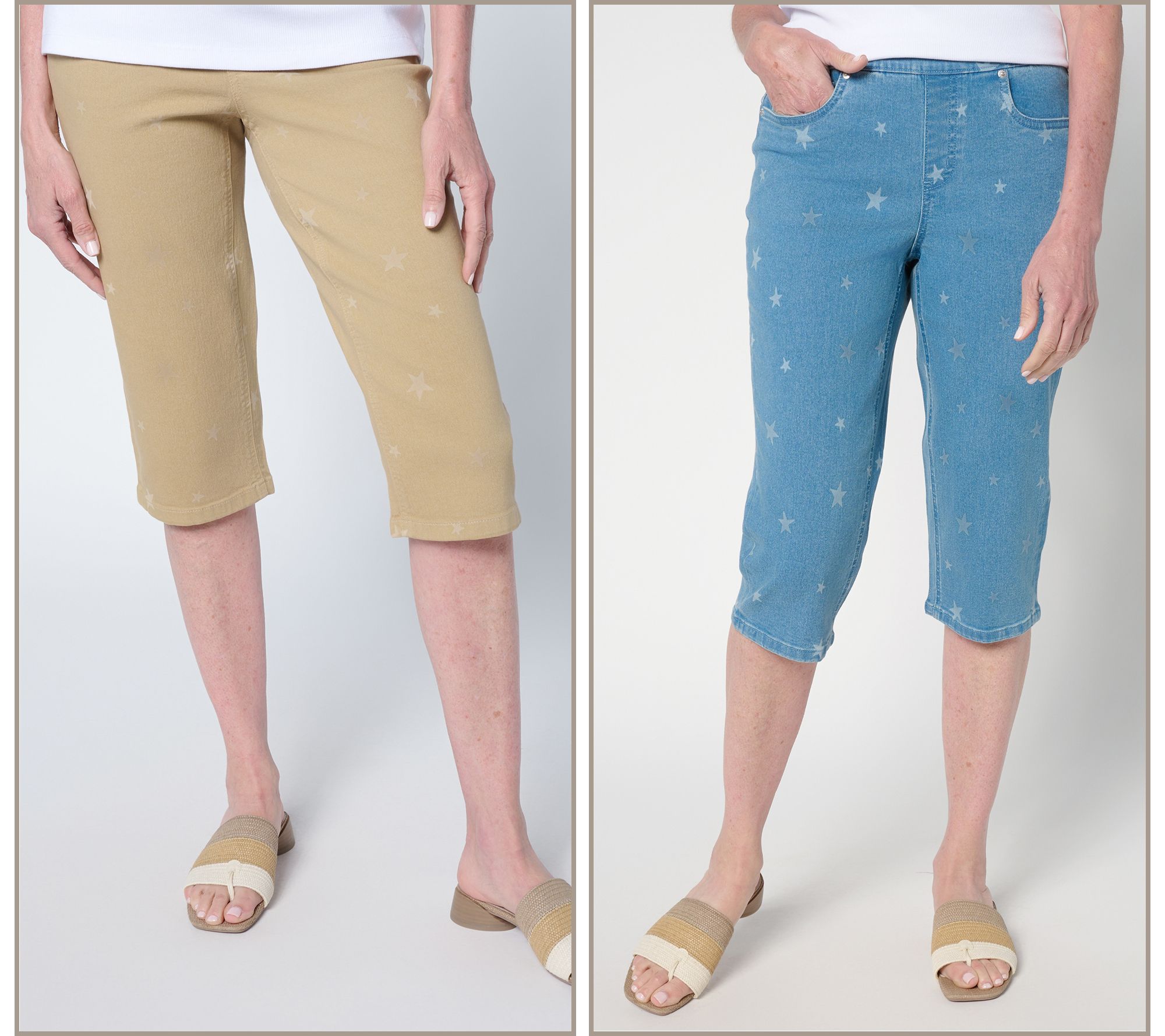 Denim & Co. Classic Stretch Denim Star Print Skimmer - QVC.com