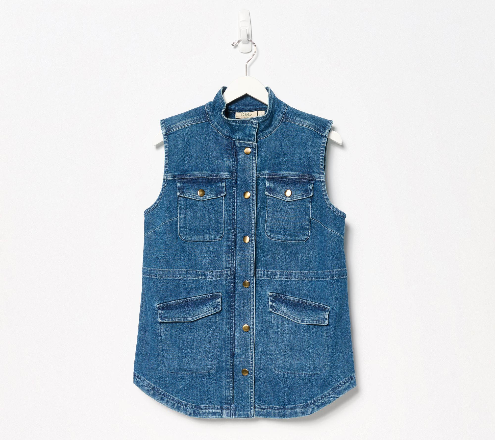 LOGO by Lori Goldstein Utility Denim Vest