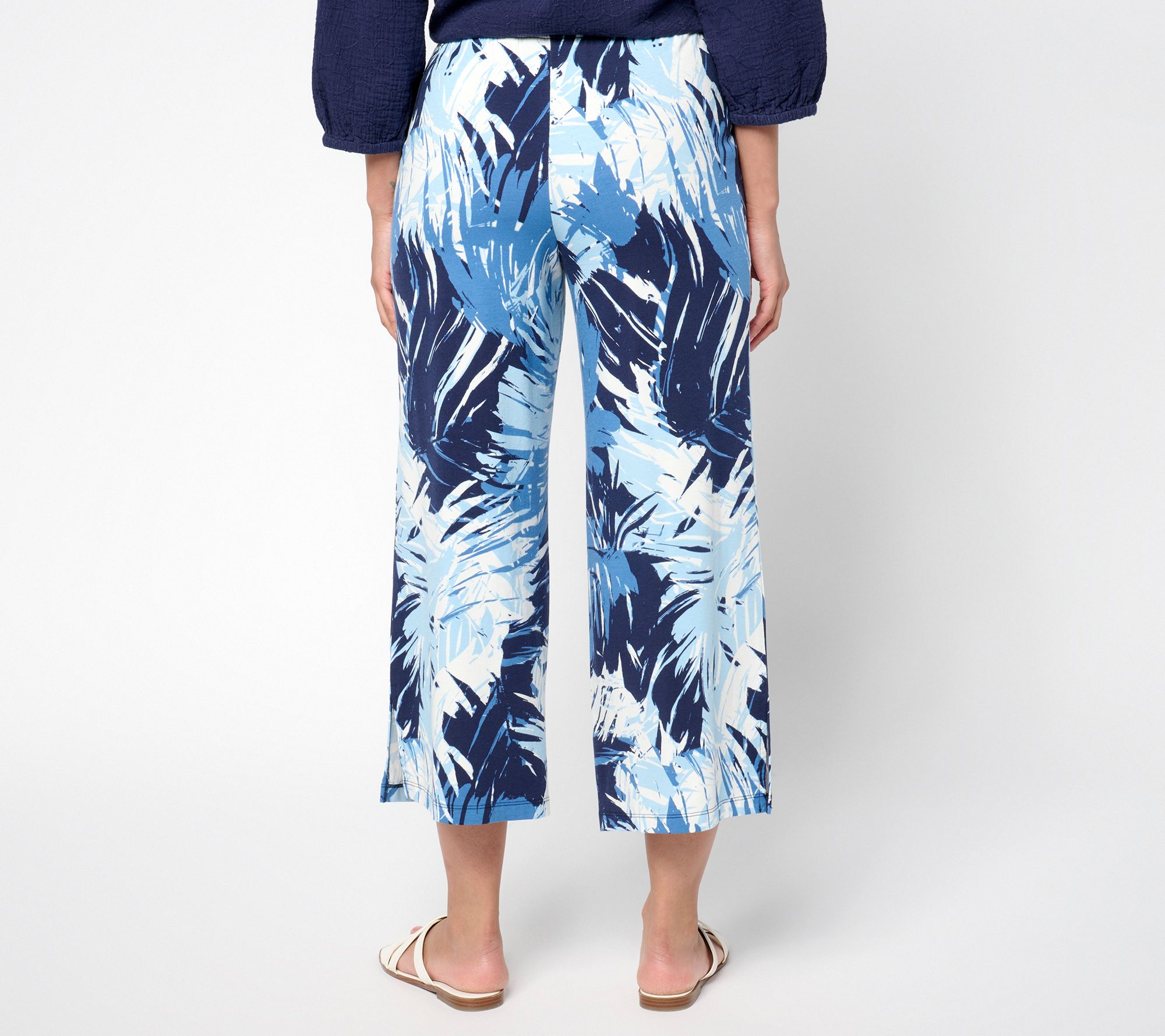 Denim Beach Jersey Regular Printed or Solid Wide Leg Crop Pants