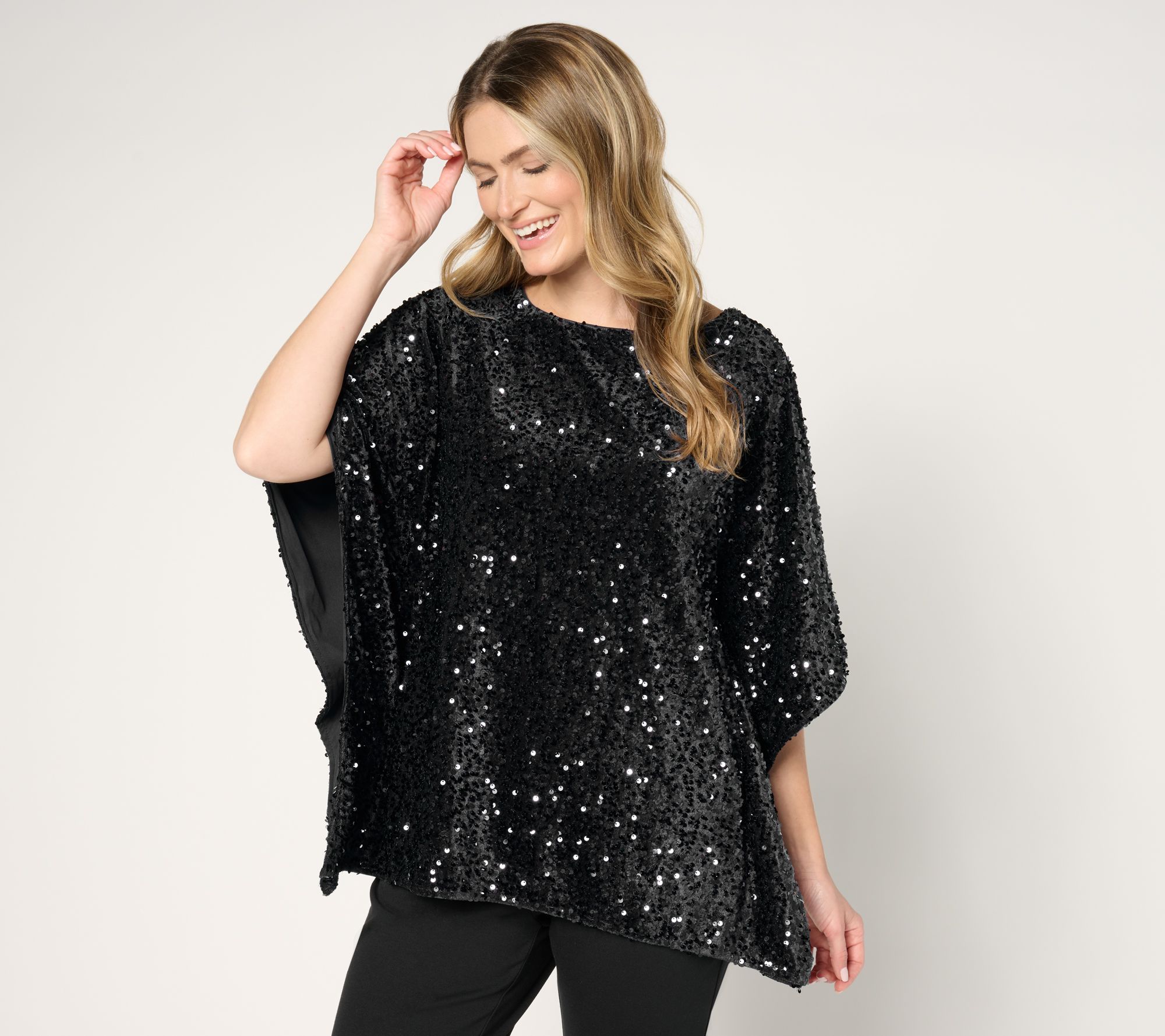 "As Is" Jingle Belles by Kim Gravel Sequin Paillette Velvet Poncho