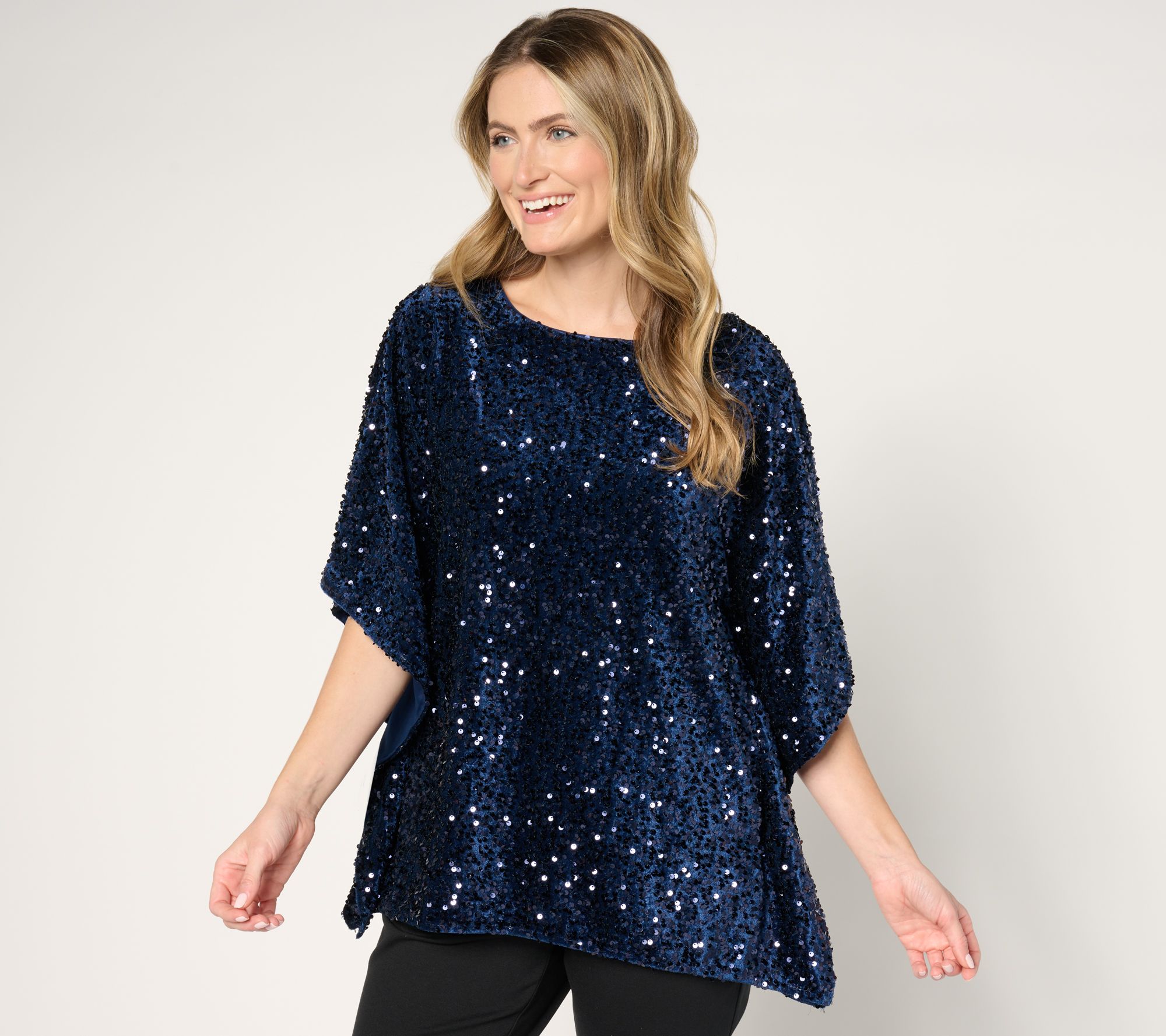 "As Is" Jingle Belles by Kim Gravel Sequin Paillette Velvet Poncho