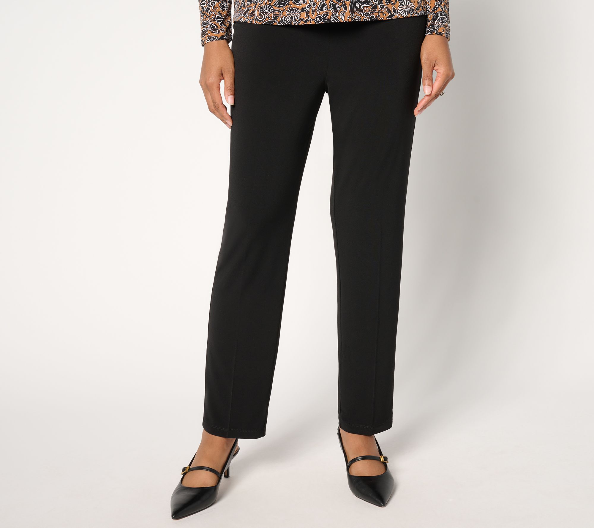"As Is" Susan Graver Modern Essentials Petite Liquid Knit Slim Pant