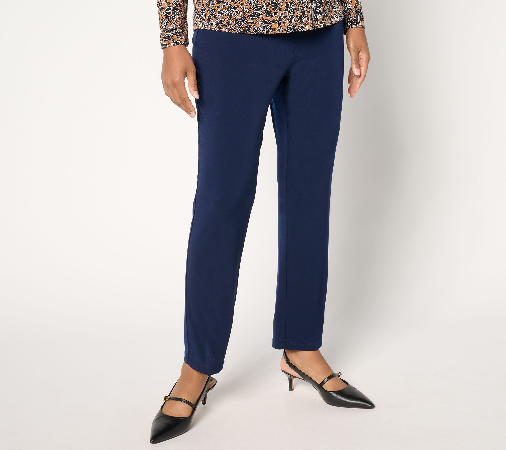 "As Is" Susan Graver Modern Essentials Petite Liquid Knit Slim Pant