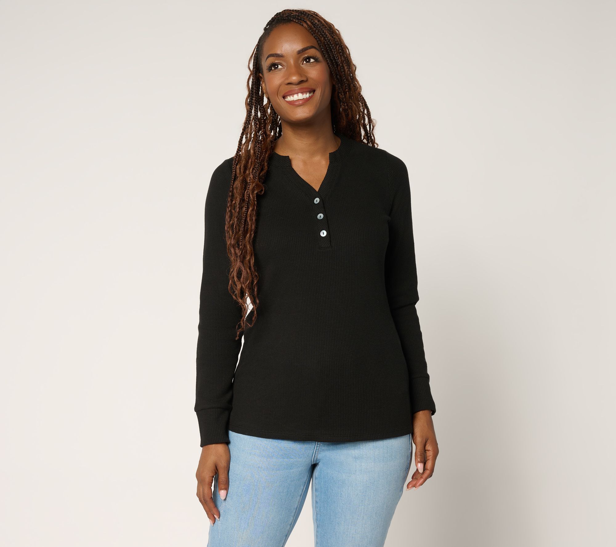 Belle by Kim Gravel Micro Waffle Layering Henley