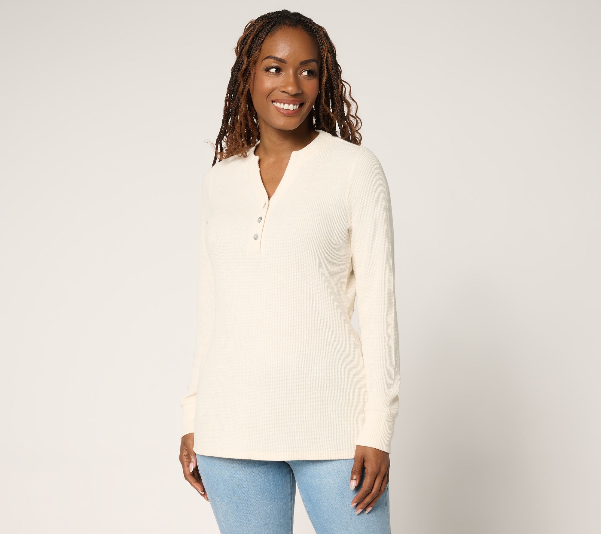 Belle by Kim Gravel Micro Waffle Layering Henley