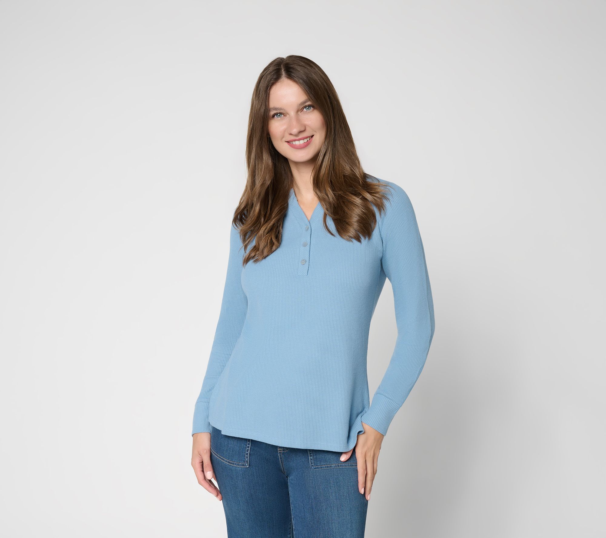 Belle by Kim Gravel Micro Waffle Layering Henley
