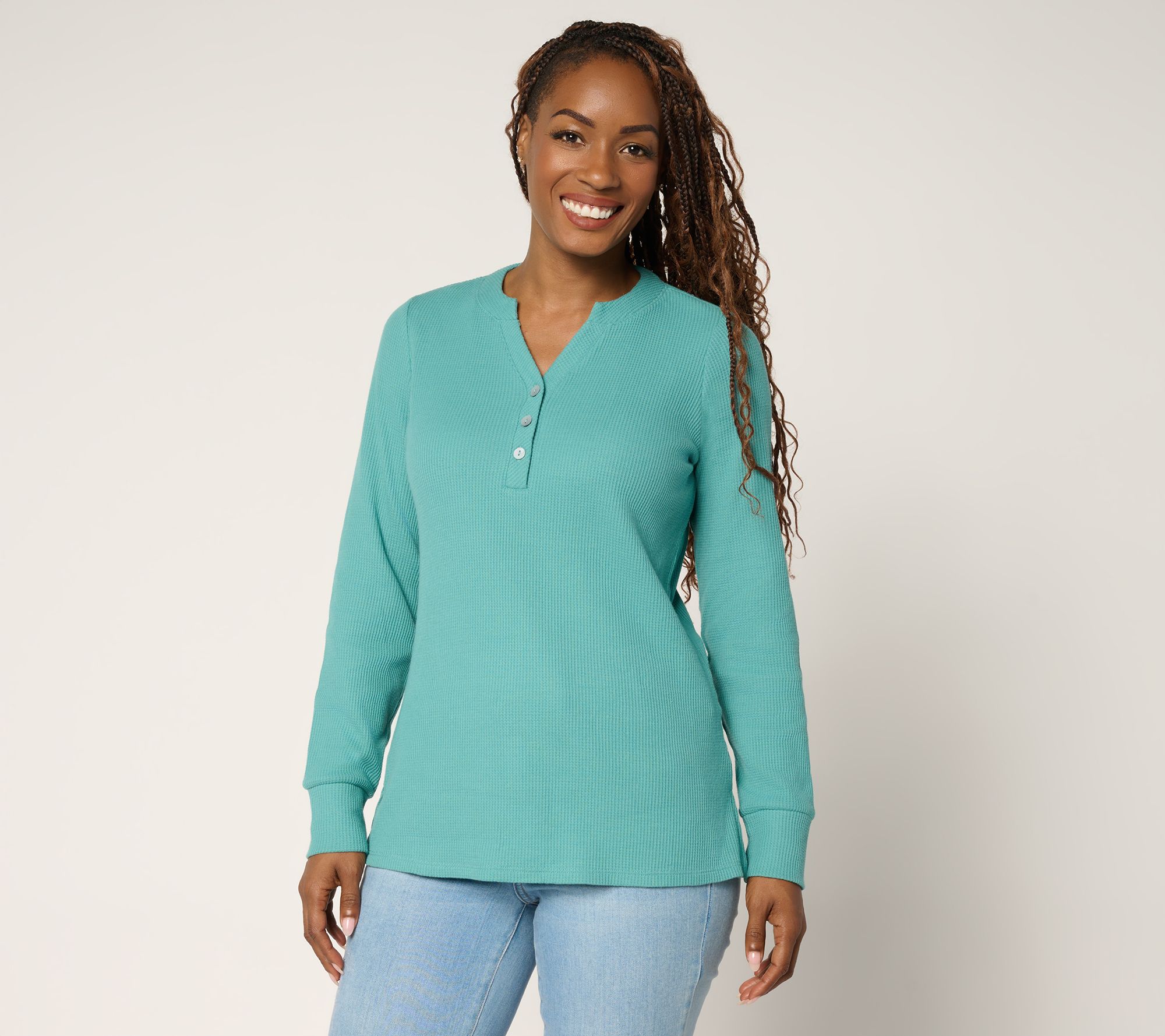 Belle by Kim Gravel Micro Waffle Layering Henley