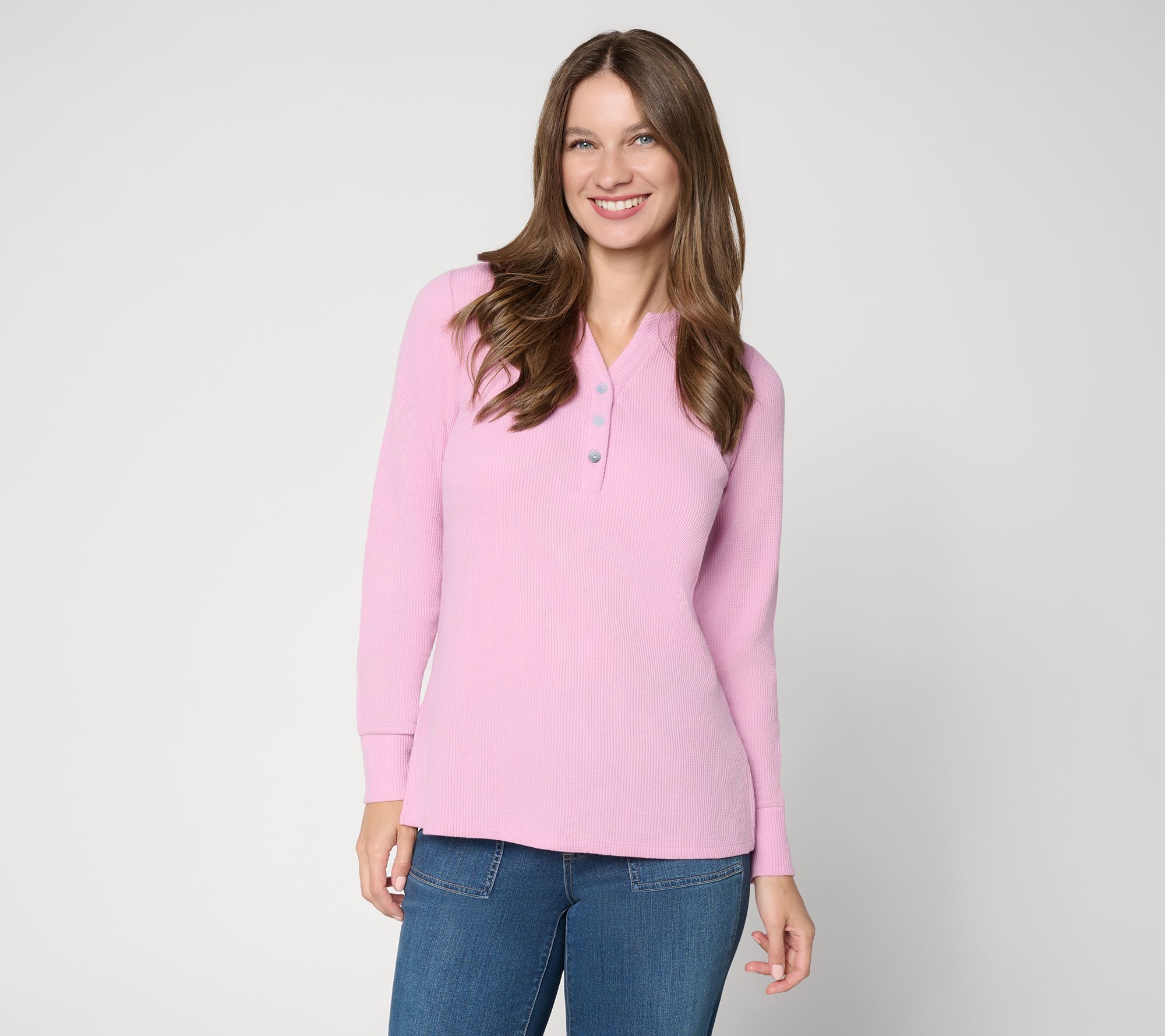 Belle by Kim Gravel Micro Waffle Layering Henley