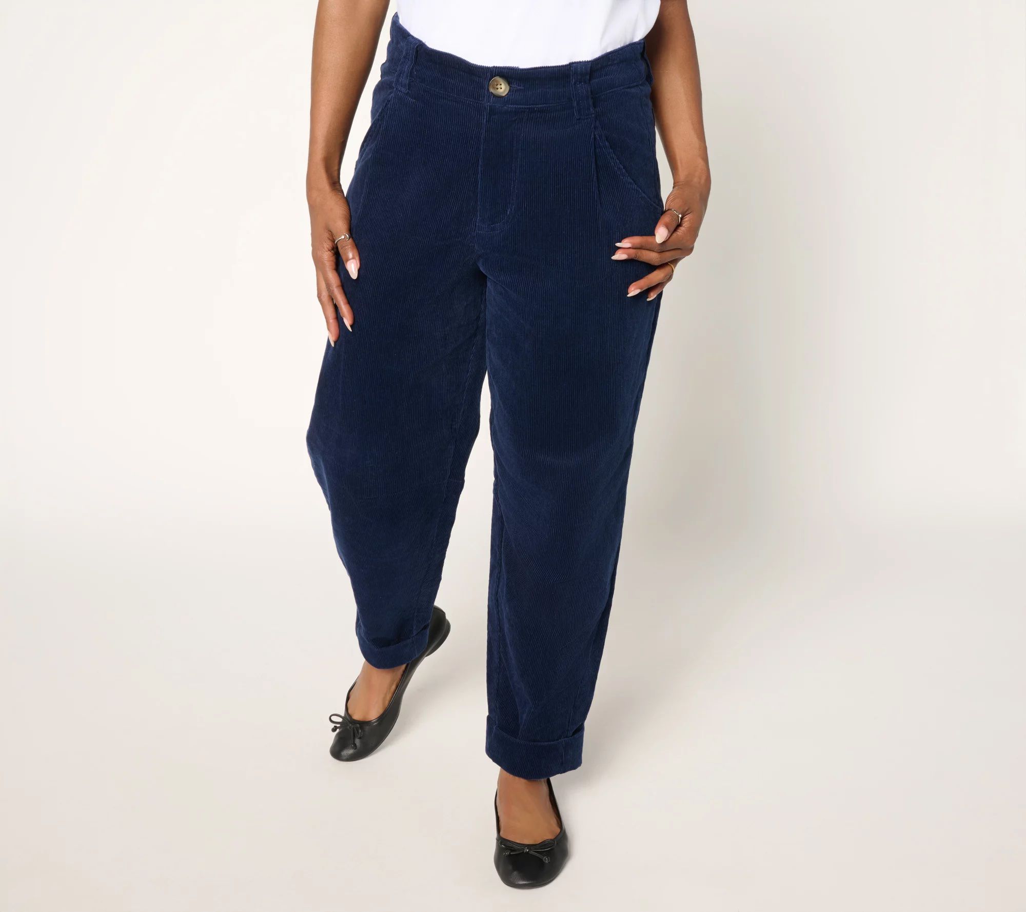 Me by Jennie Garth Regular Rouge Barrel Leg Corduroy Pant