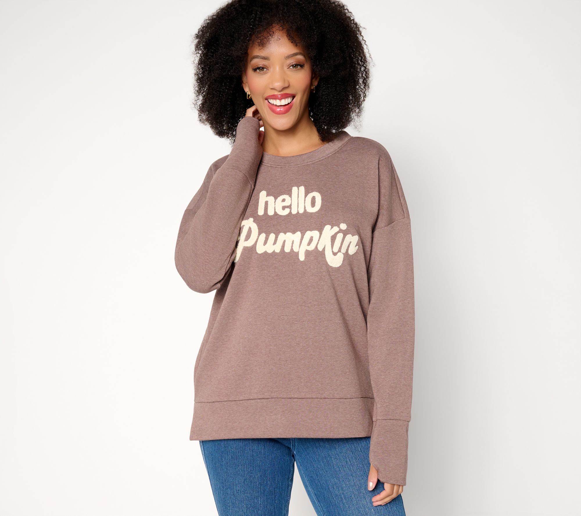 Belle by Kim Gravel Sponge Fleece Hello Pumpkin Sweatshirt