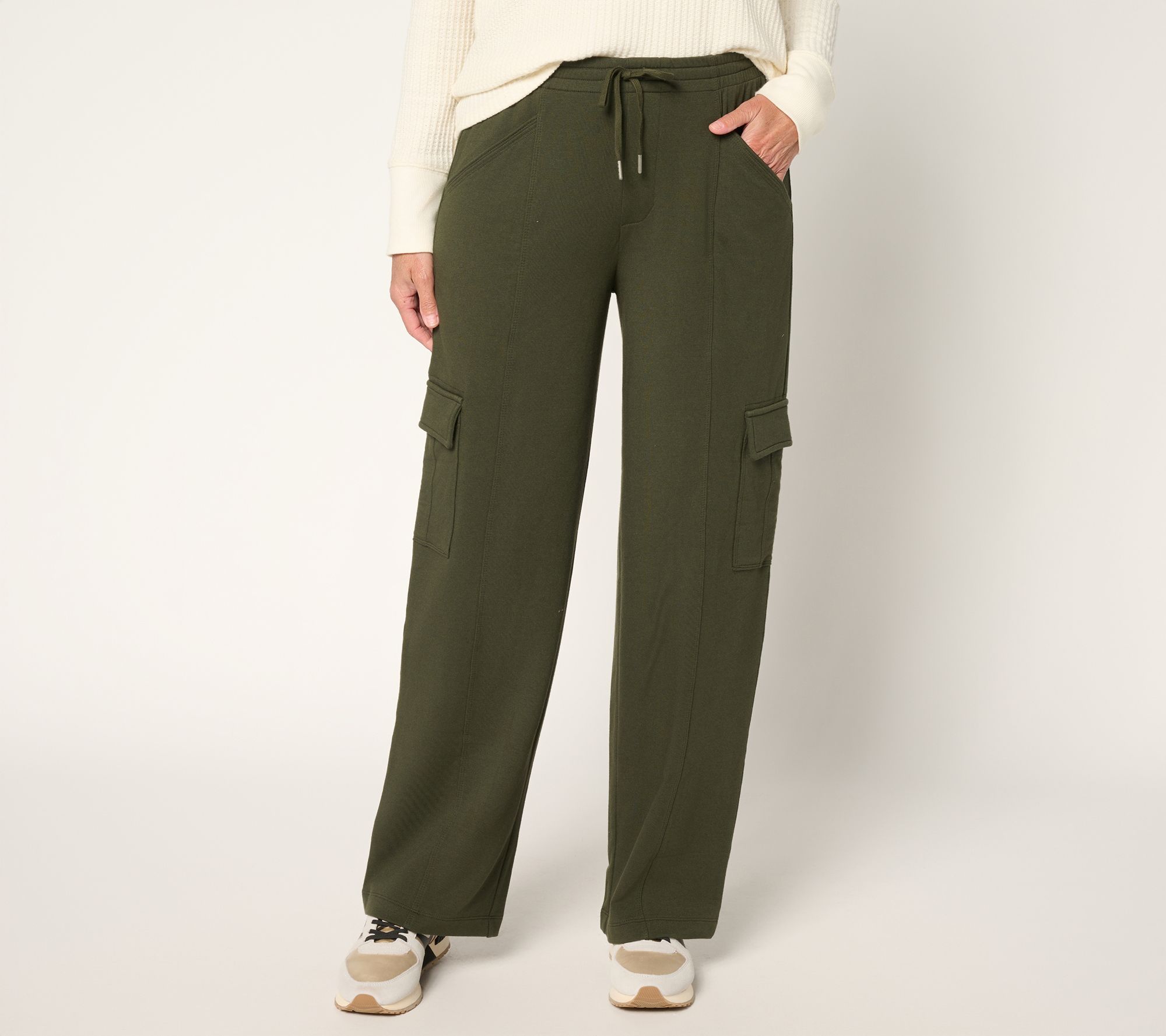 AnyBody Petite Cozy Knit French Terry Cargo Pants