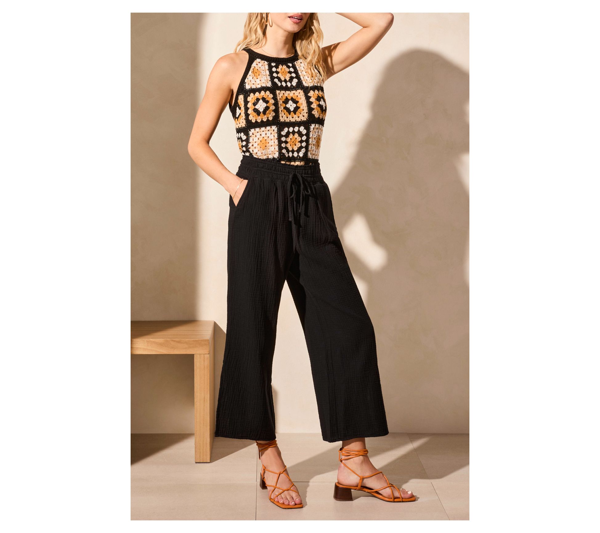 Tribal Wear 2 Ways Wide Leg Pant With Slits