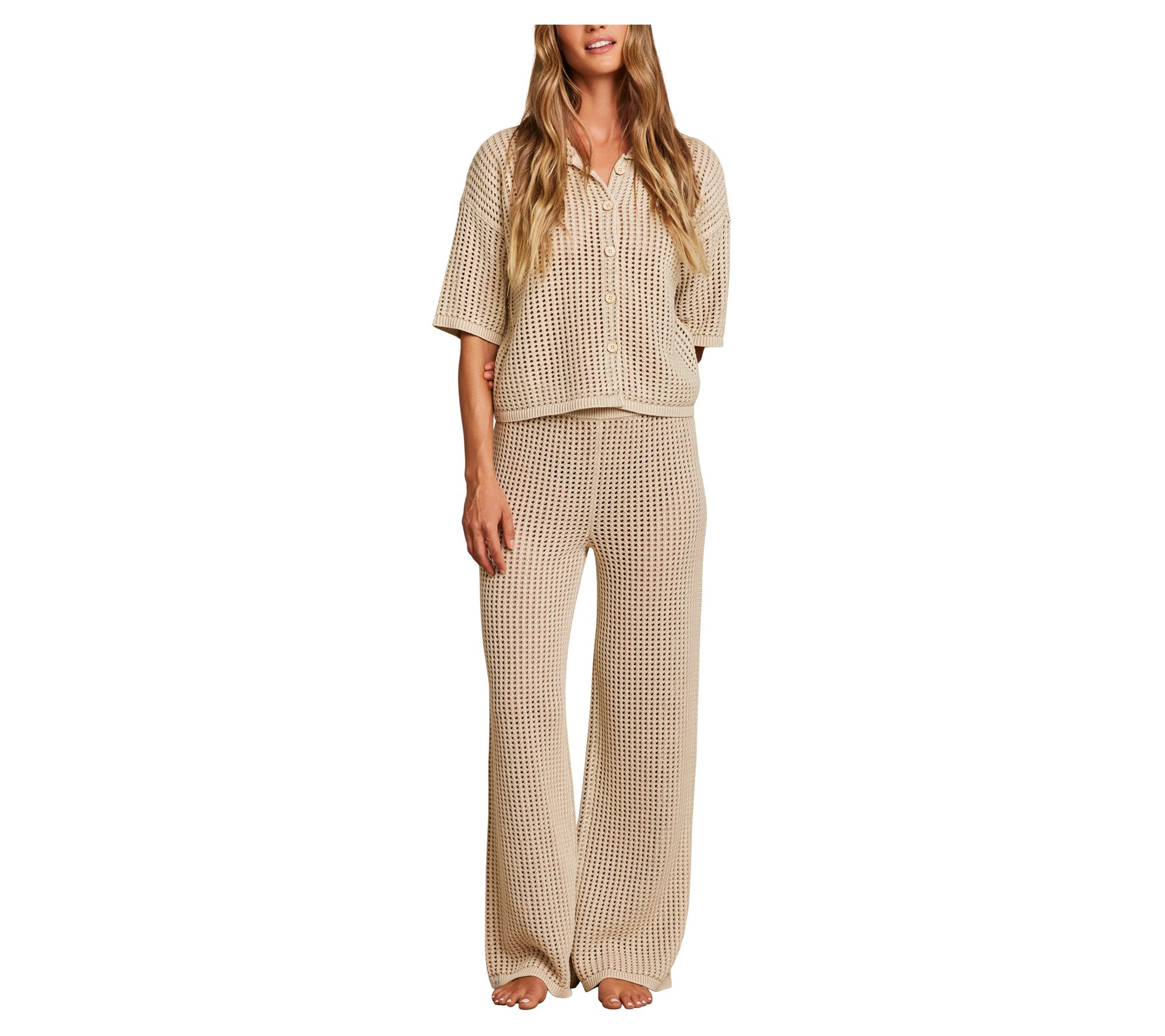 Barefoot Dreams Sunbleached Cotton Short SleeveButtoned Shirt