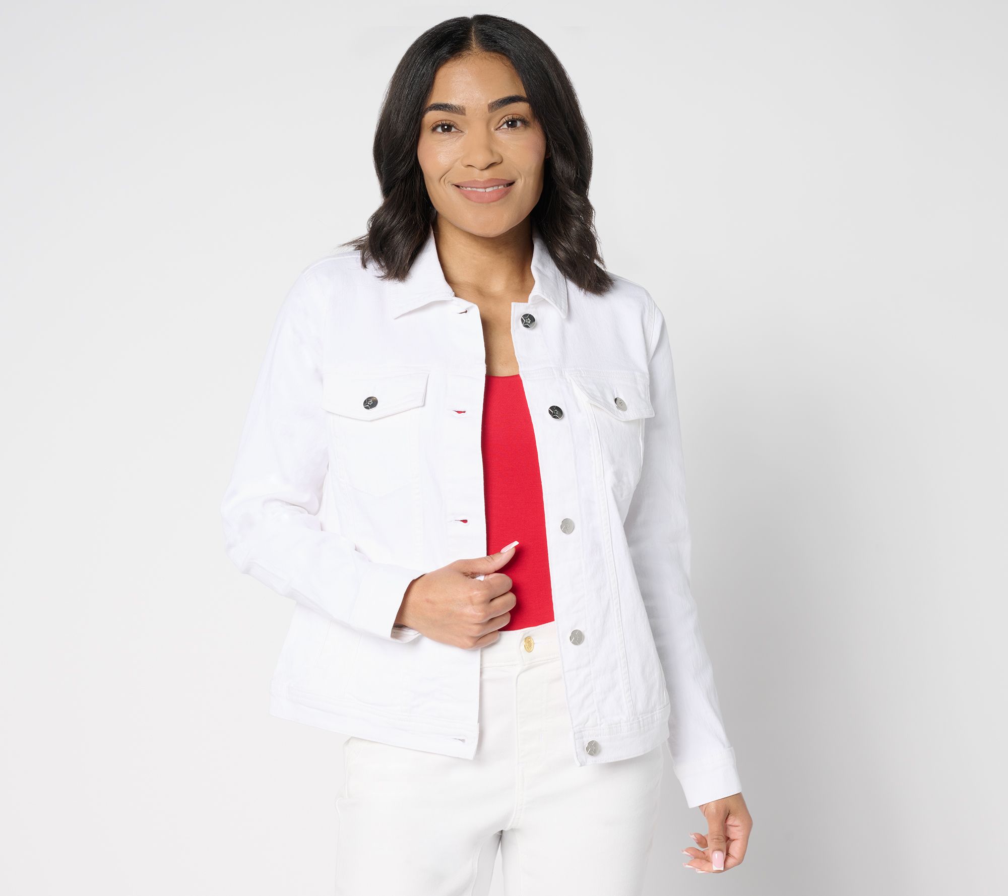 "As Is" Denim & Co. Color Classic Stretch Denim Jacket