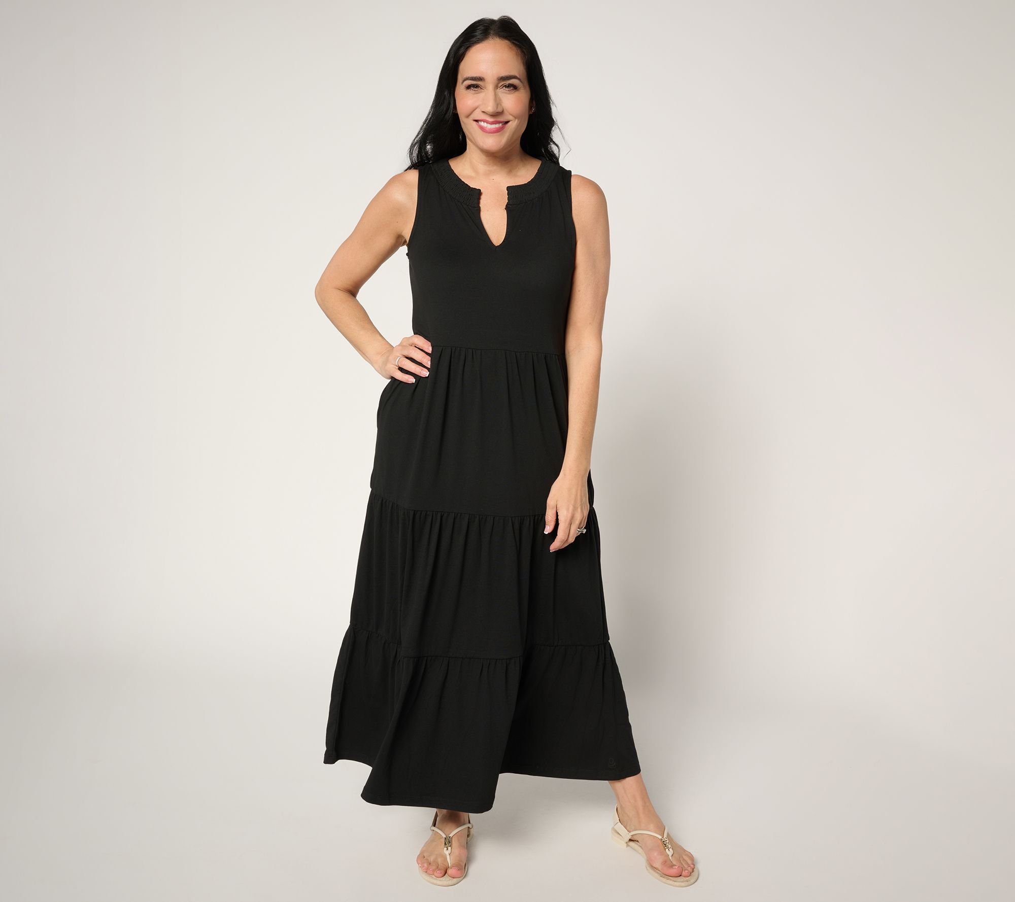 "As Is" Cuddl Duds Flexwear Tiered Maxi Dress