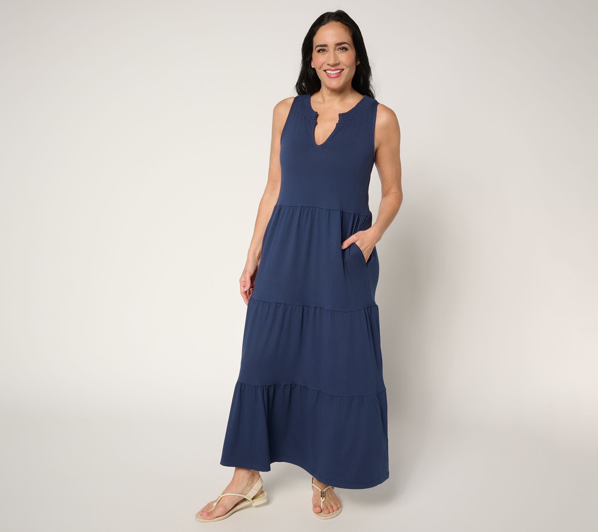 "As Is" Cuddl Duds Flexwear Tiered Maxi Dress