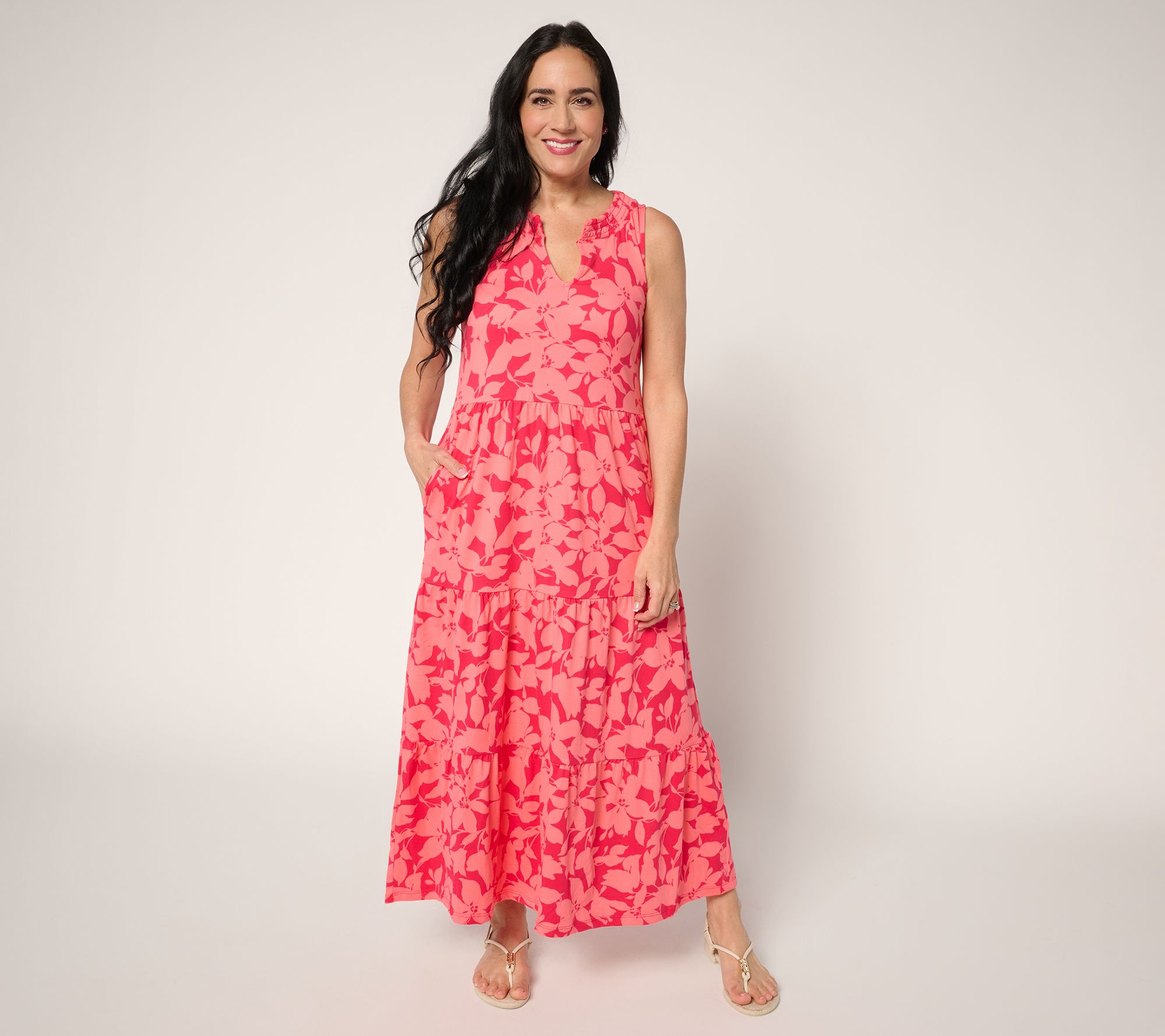 "As Is" Cuddl Duds Flexwear Tiered Maxi Dress