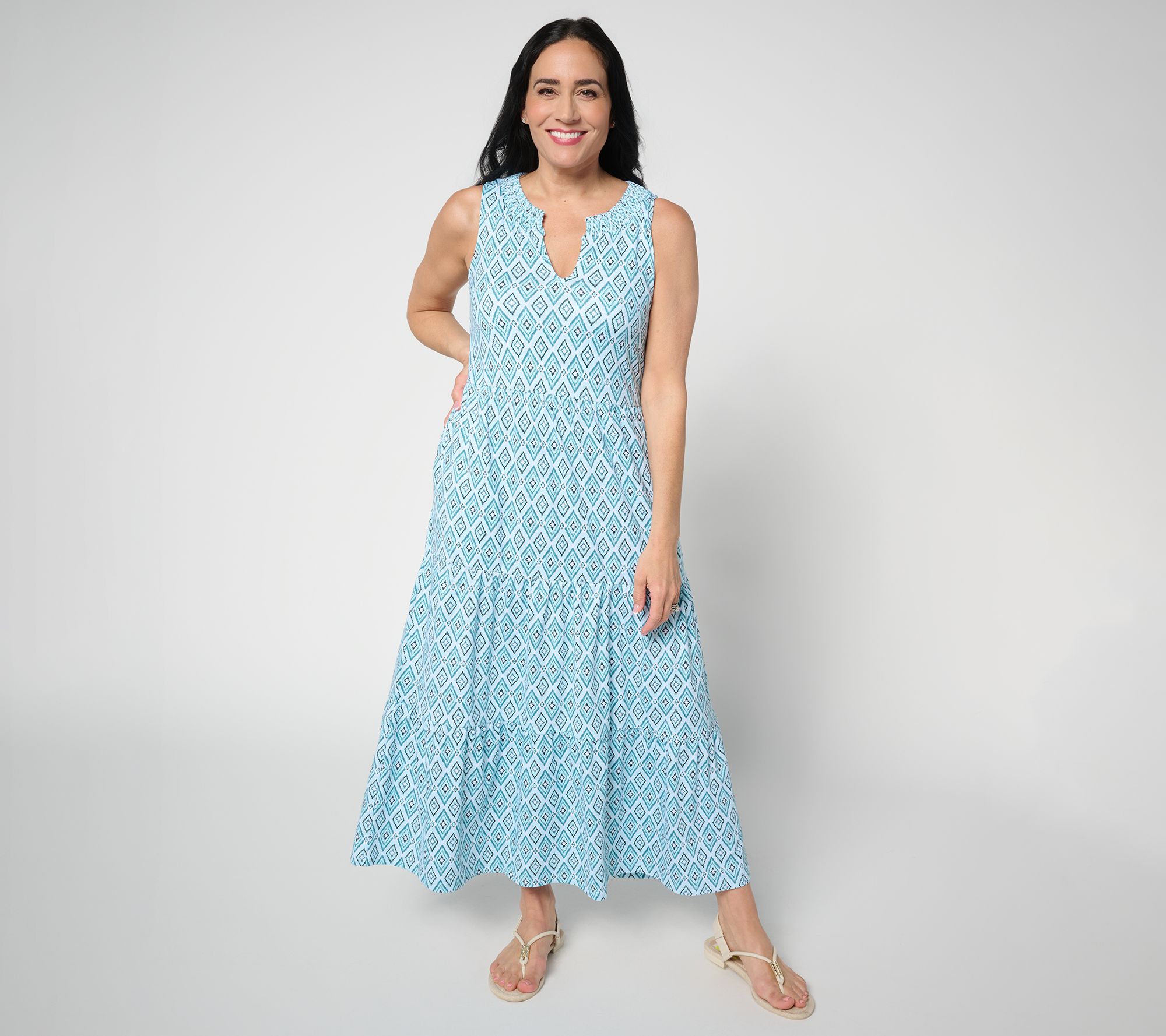 "As Is" Cuddl Duds Flexwear Tiered Maxi Dress