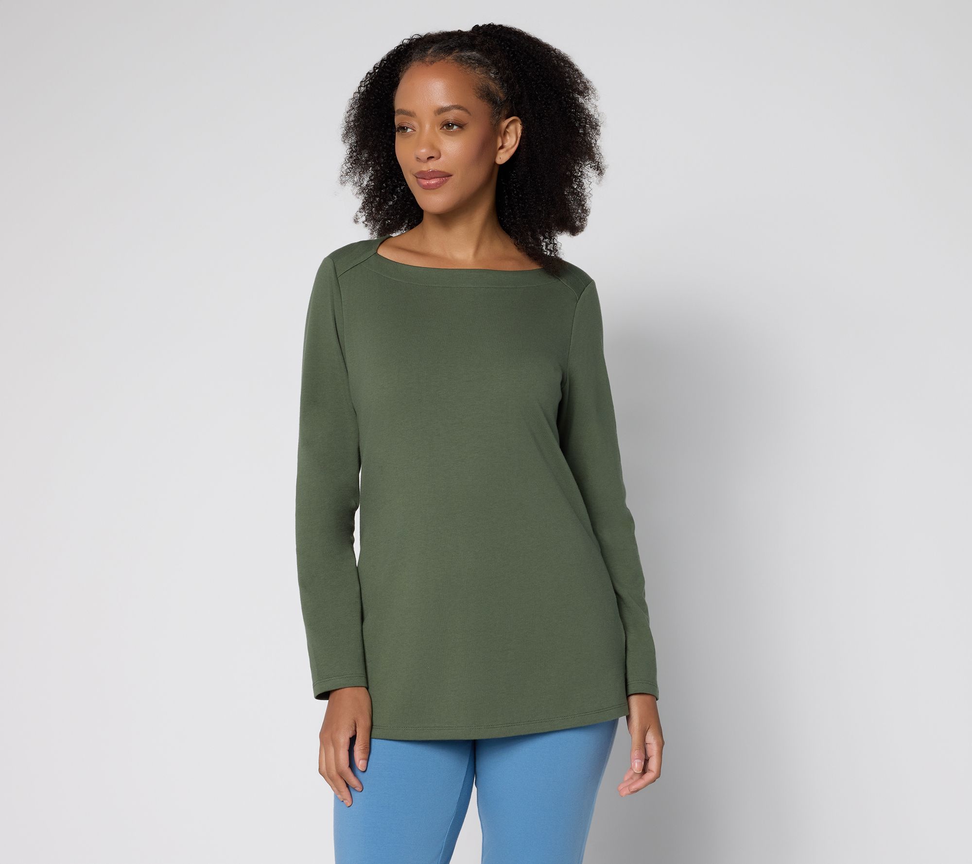 Denim & Co. Essentials Petite Perfect Jersey Boat Neck Tunic