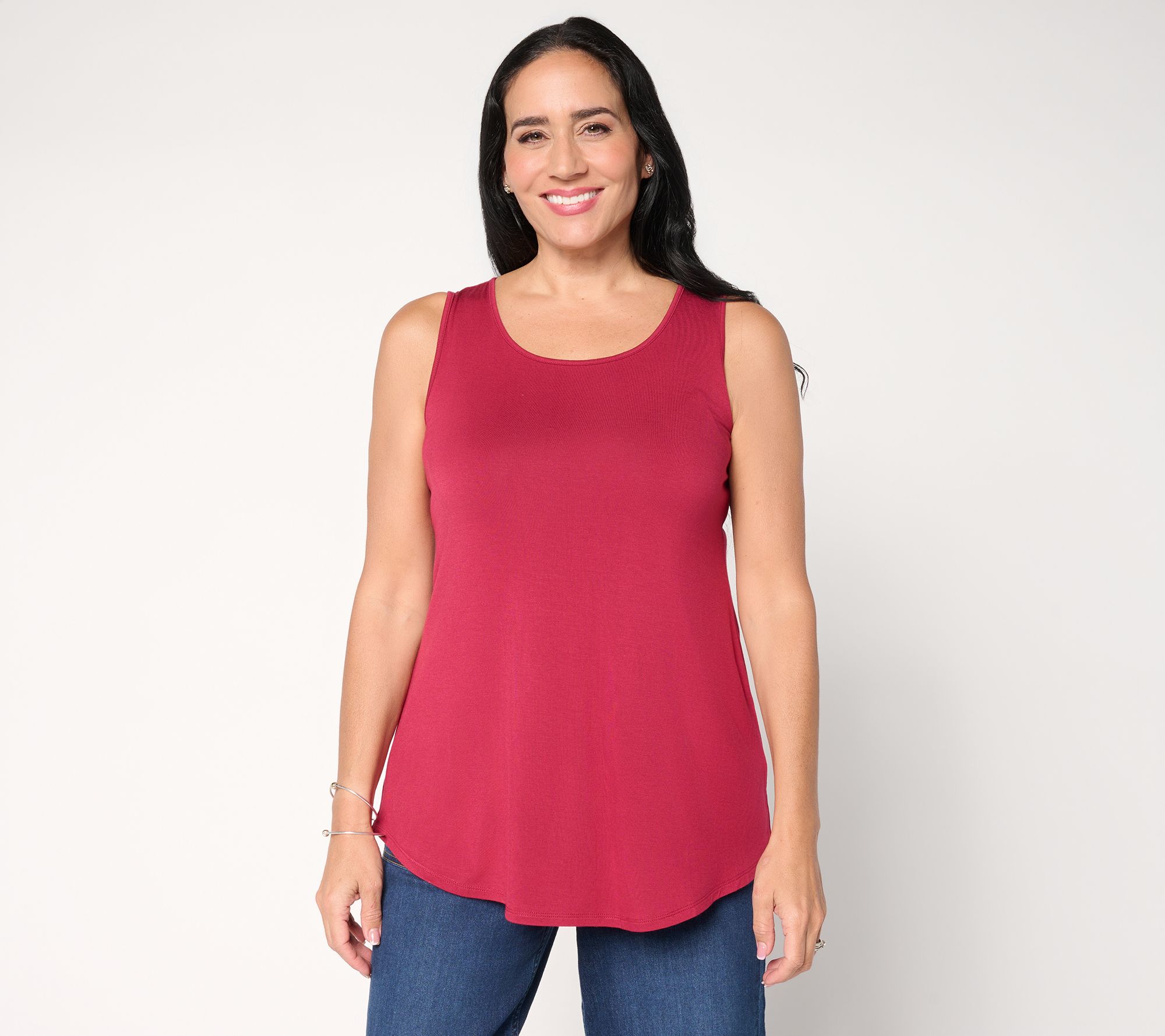 LOGO Layers by Lori Goldstein Curved Hem Scoop Neck Tank
