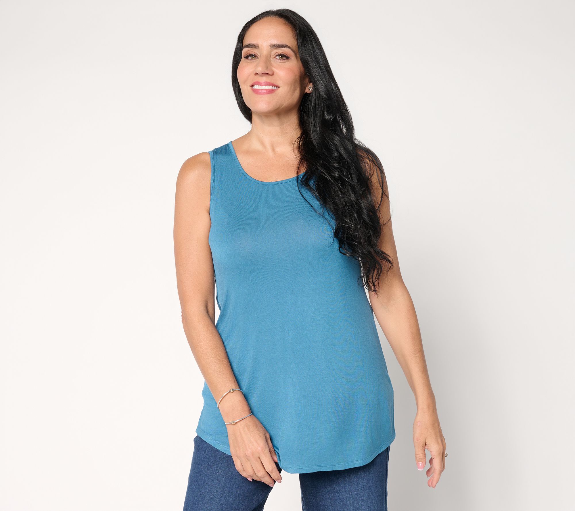 LOGO Layers by Lori Goldstein Curved Hem Scoop Neck Tank