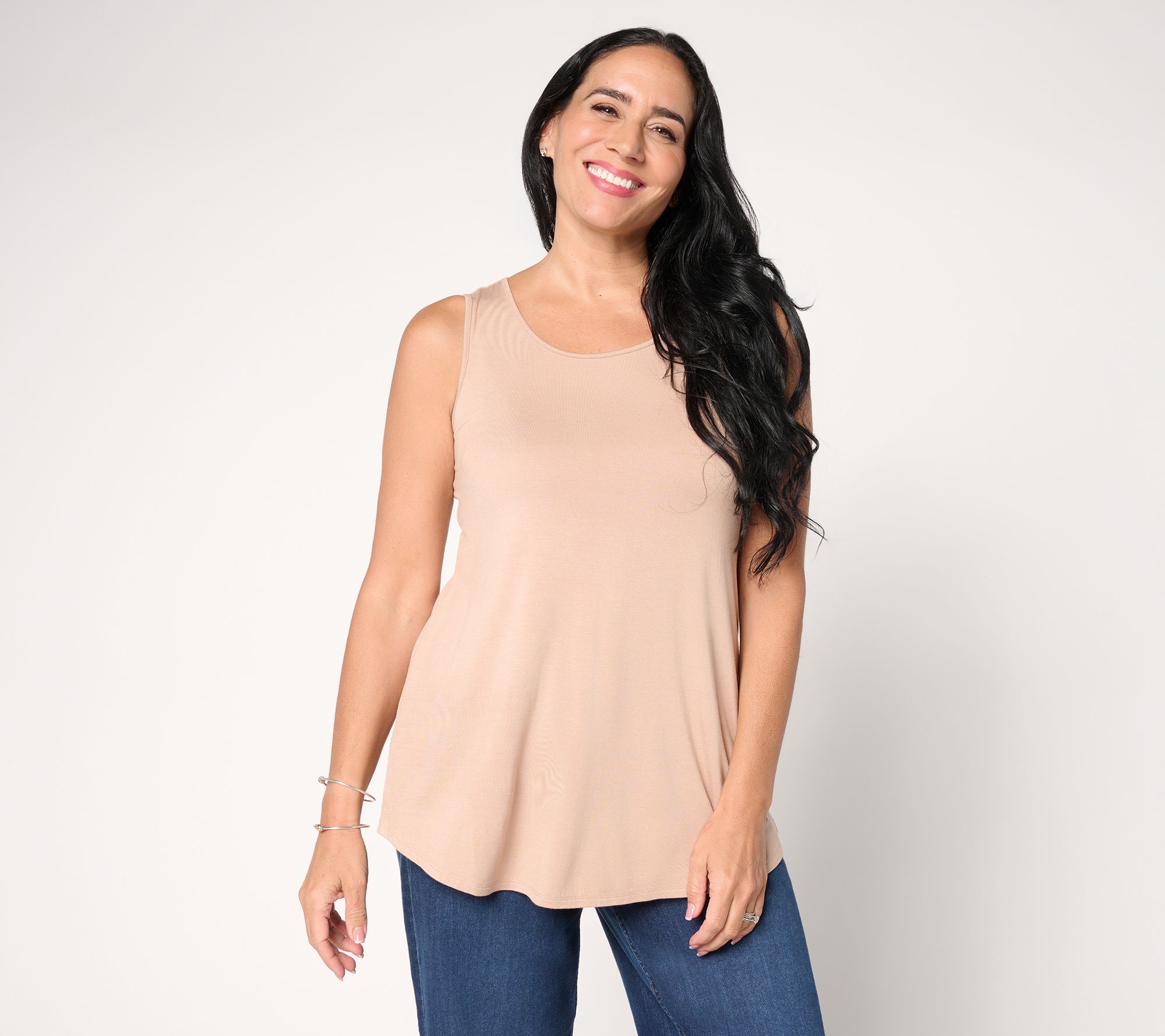 LOGO Layers by Lori Goldstein Curved Hem Scoop Neck Tank