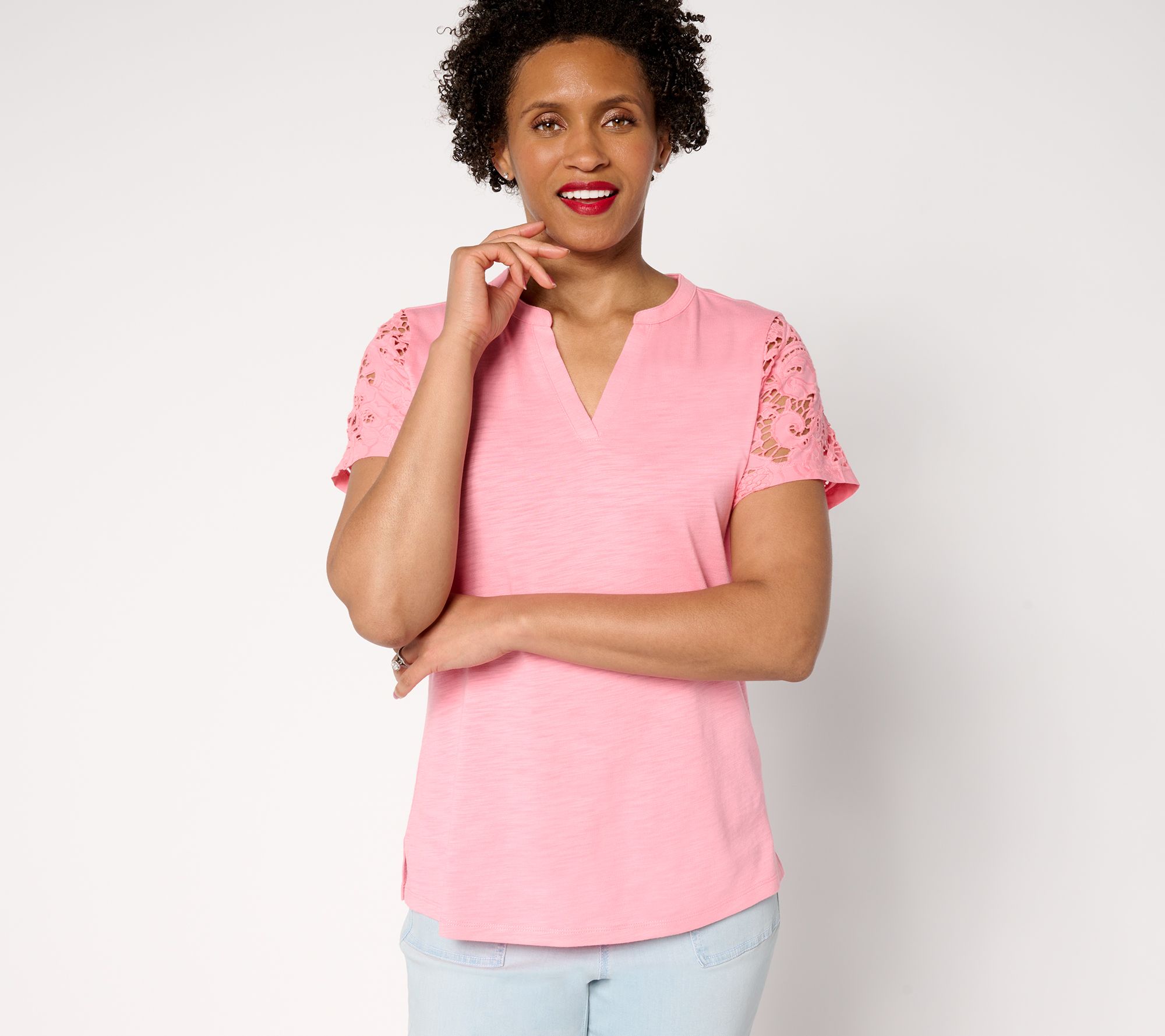 "As Is" Bellisima by Kim Gravel Amazing Lace Eyelet Knit Top