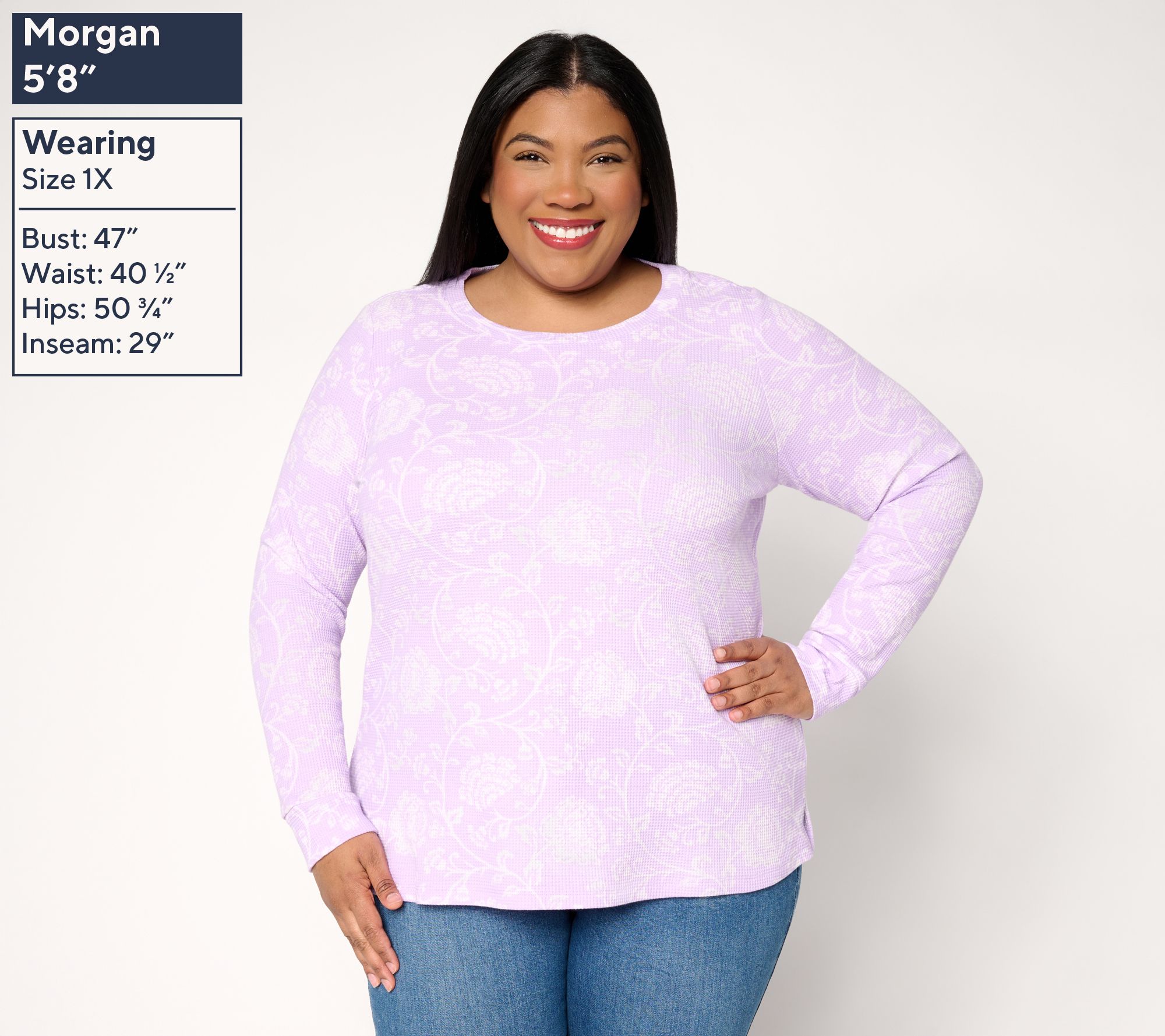 Belle by Kim Gravel Baby Waffle Retro Rose Long Sleeve Top - QVC.com