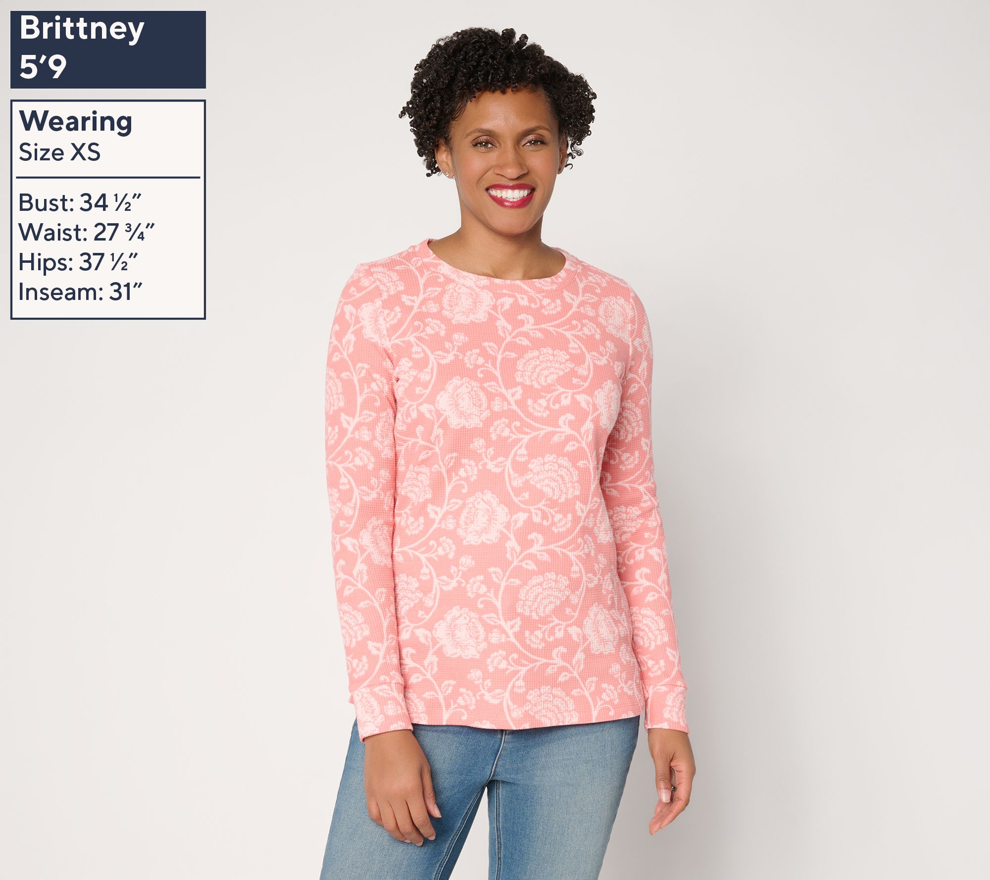 Belle by Kim Gravel Baby Waffle Retro Rose Long Sleeve Top - QVC.com
